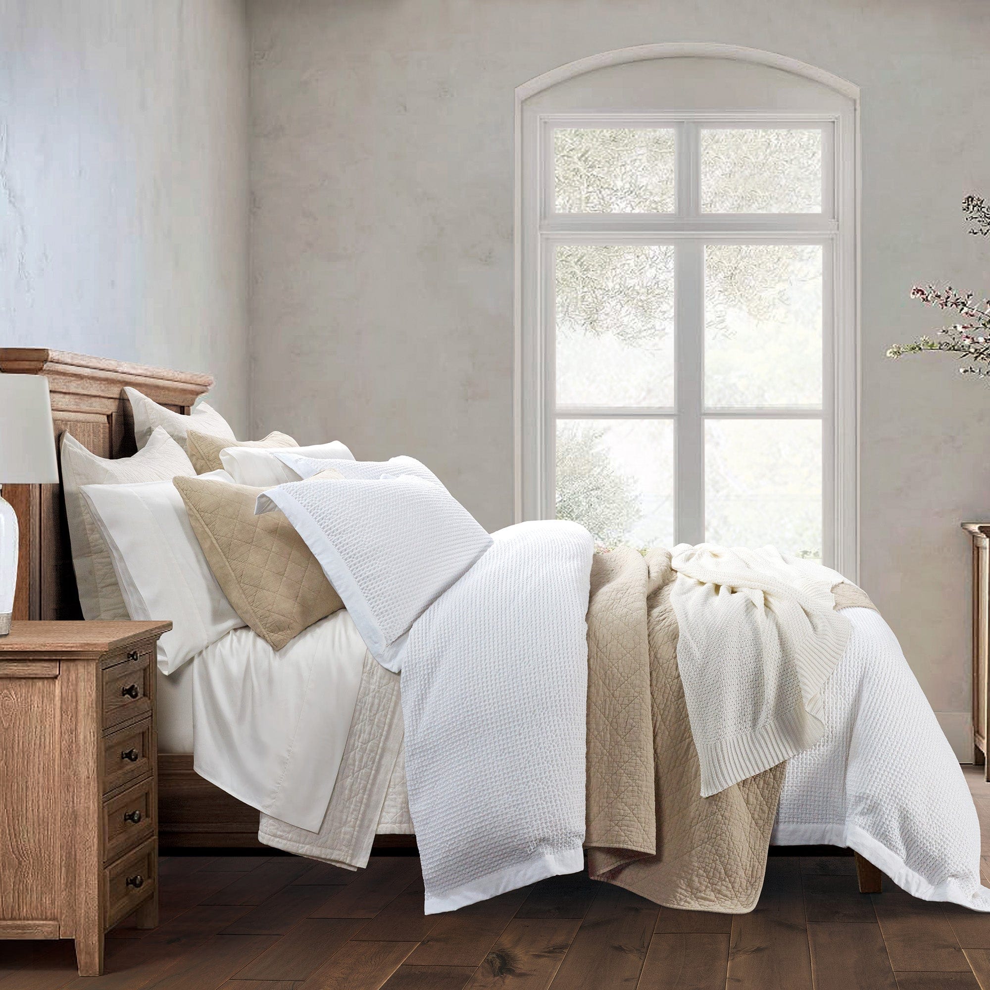 Stonewashed Cotton Waffle Weave Duvet Cover Set