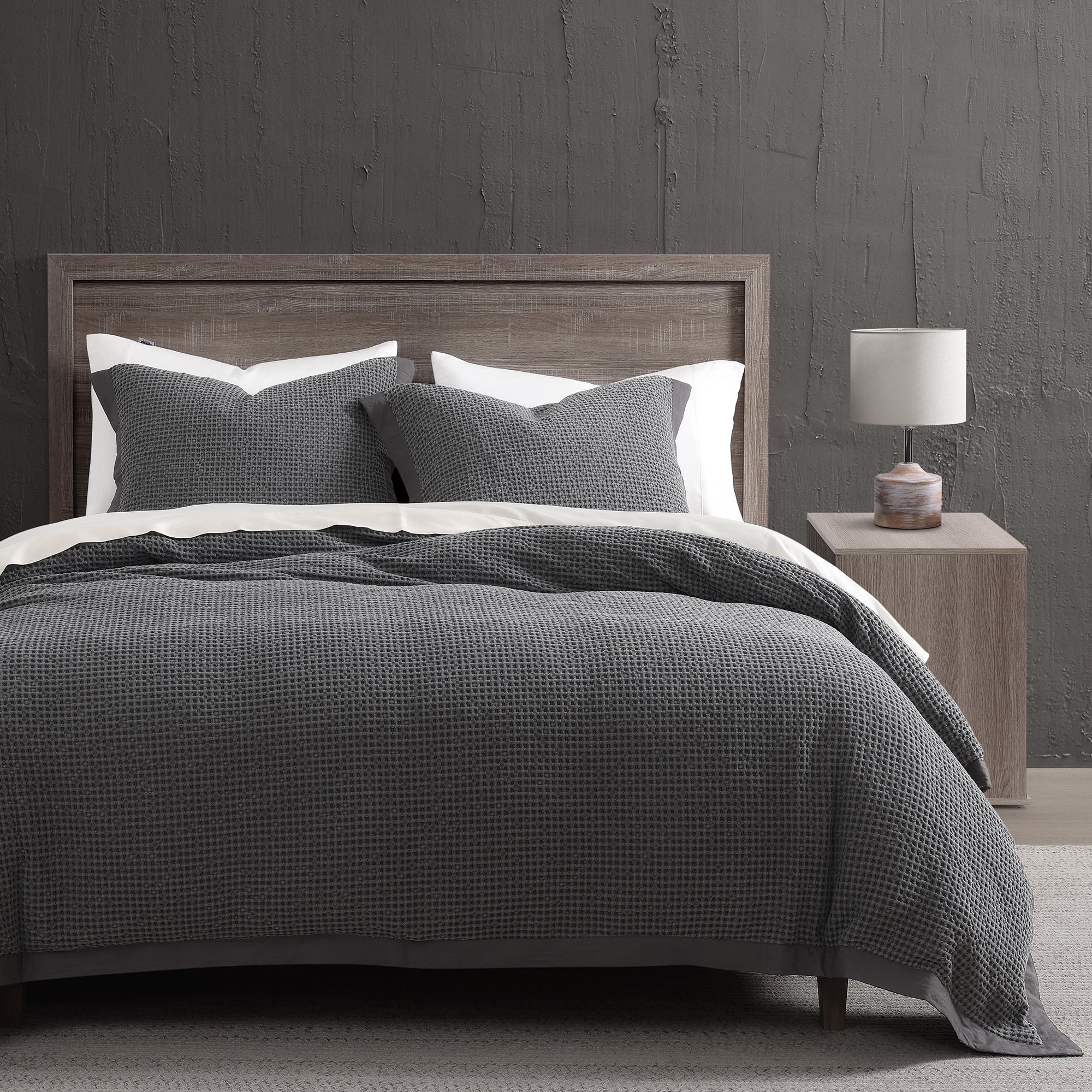 Stonewashed Cotton Waffle Weave Duvet Cover Set