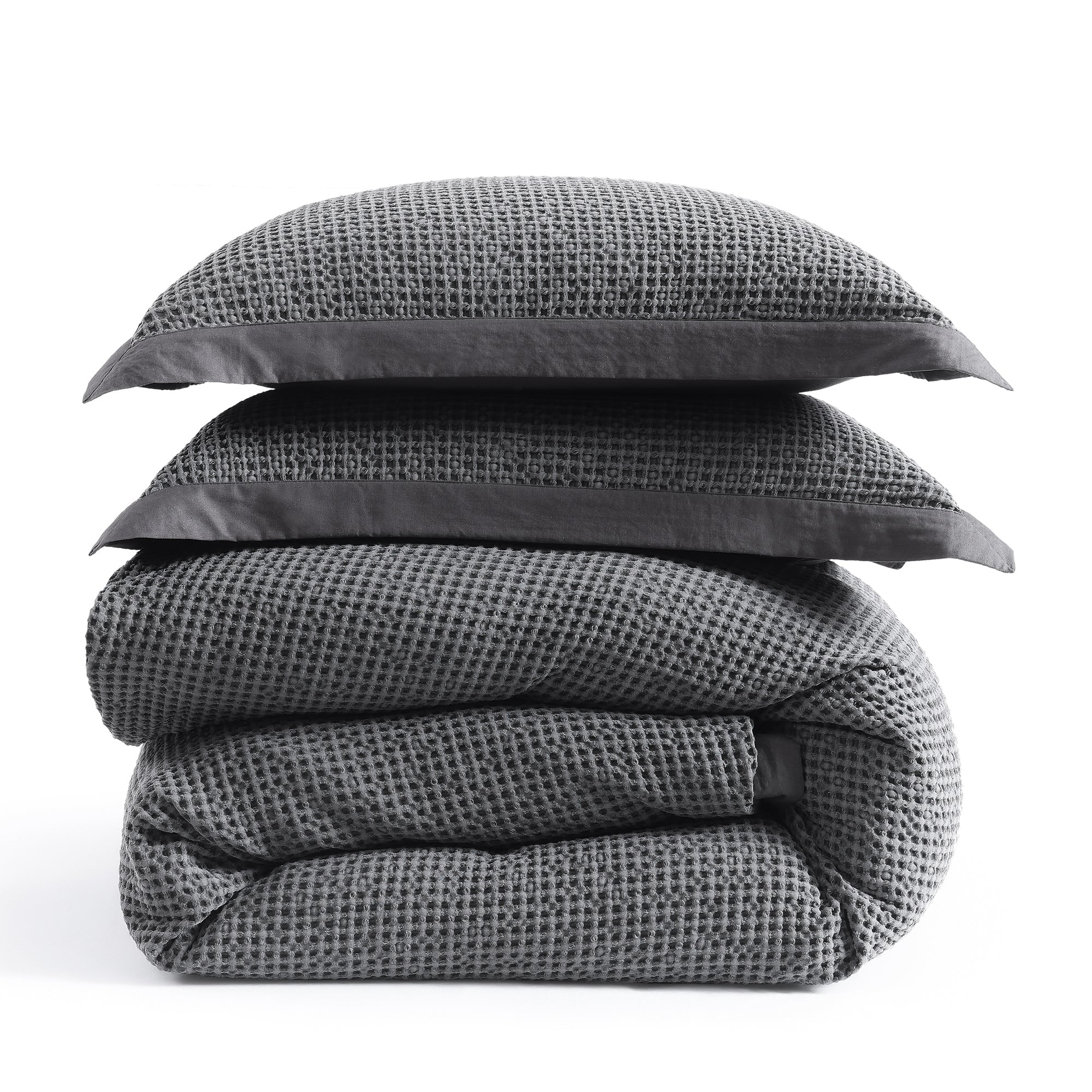 Stonewashed Cotton Waffle Weave Duvet Cover Set