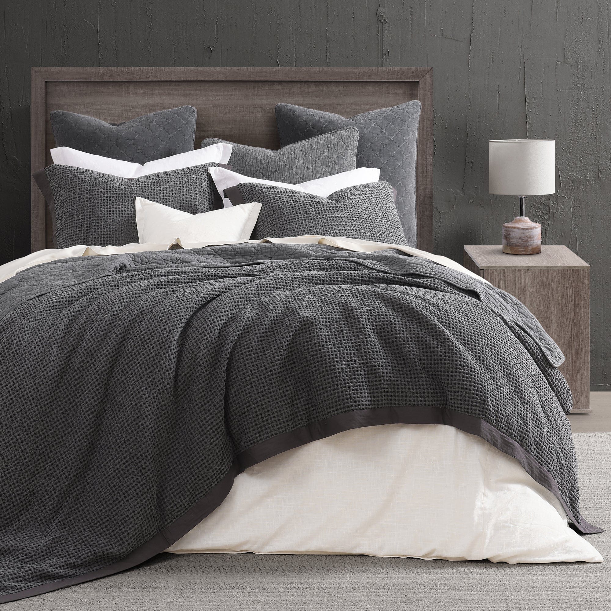 Stonewashed Cotton Waffle Weave Duvet Cover Set