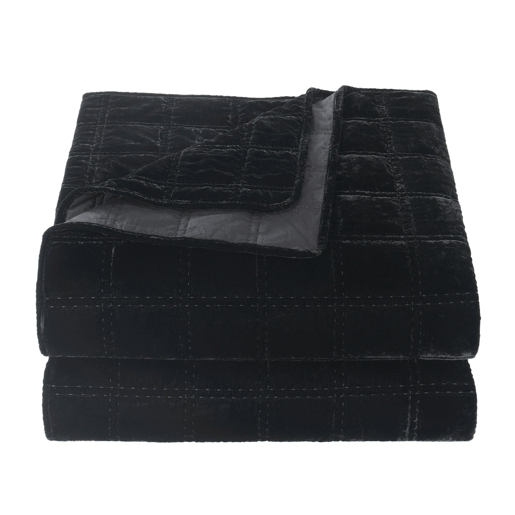Stella Faux Silk Velvet Double Box Stitch Quilt Set