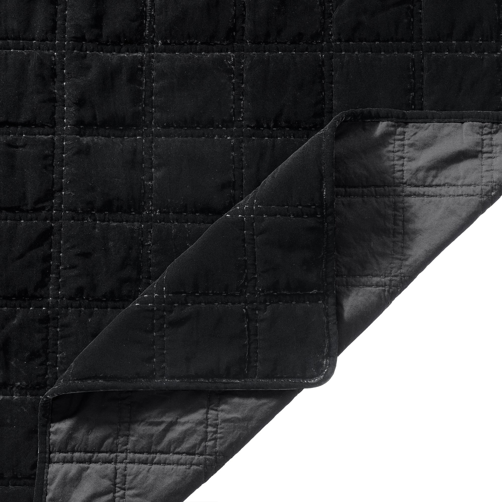Stella Faux Silk Velvet Double Box Stitch Quilt Set