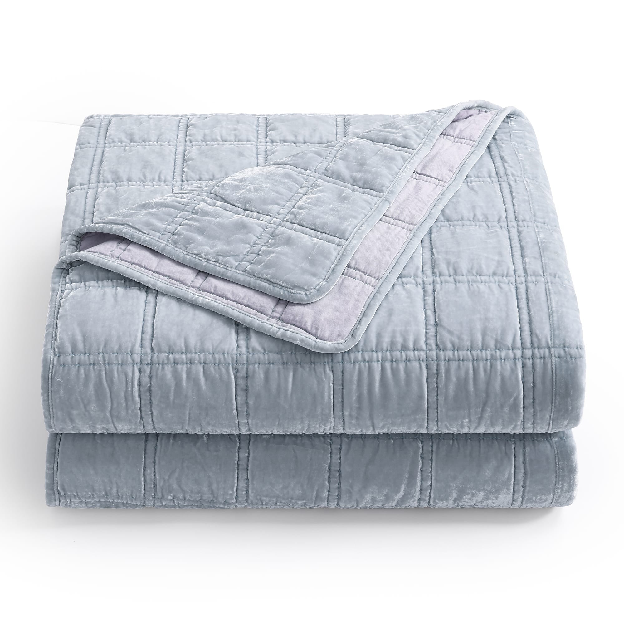 Stella Faux Silk Velvet Double Box Stitch Quilt Set