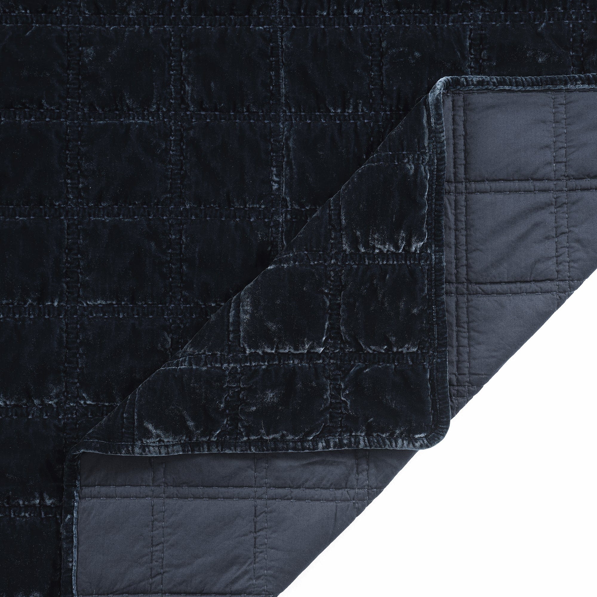 Stella Faux Silk Velvet Double Box Stitch Quilt Set