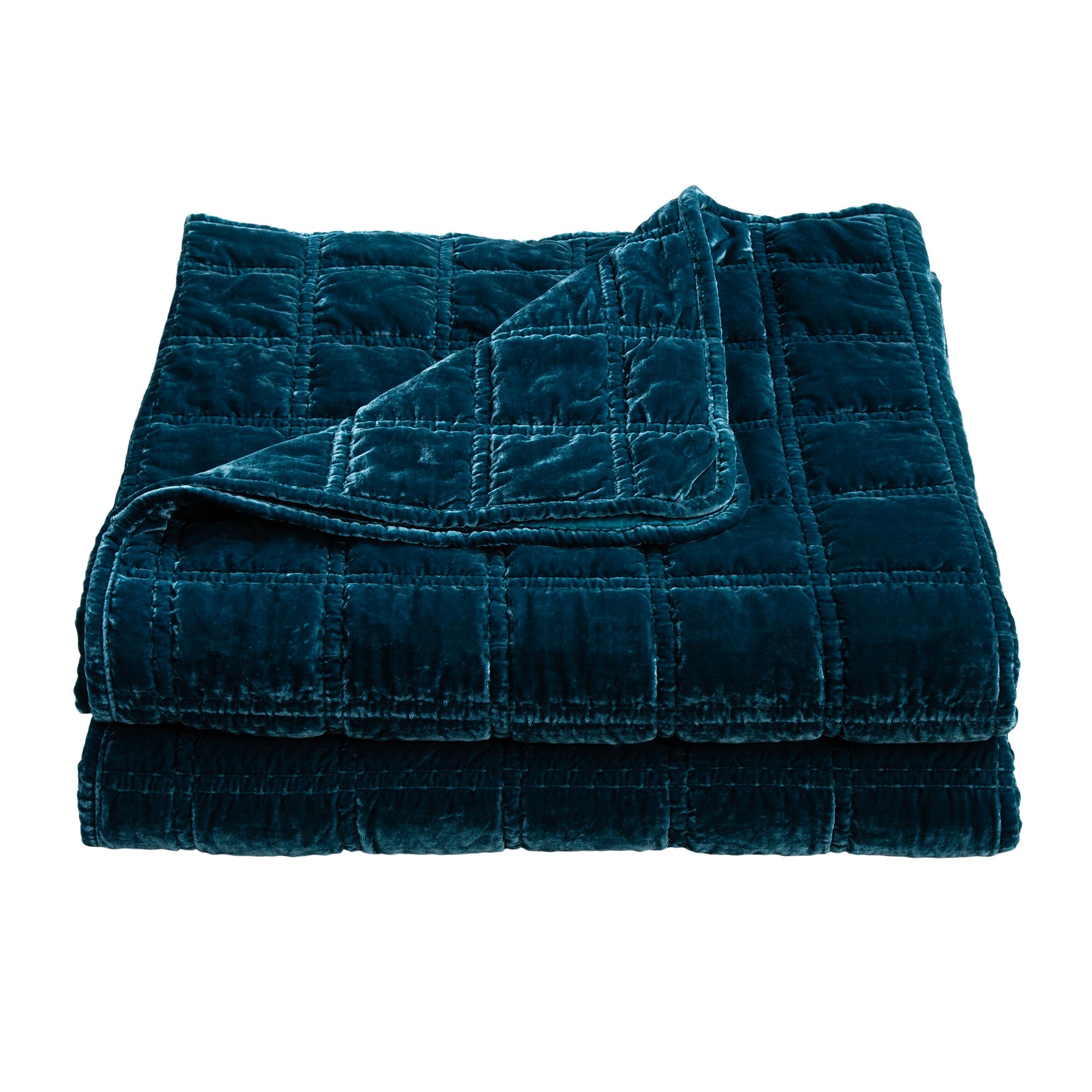 Stella Faux Silk Velvet Double Box Stitch Quilt Set