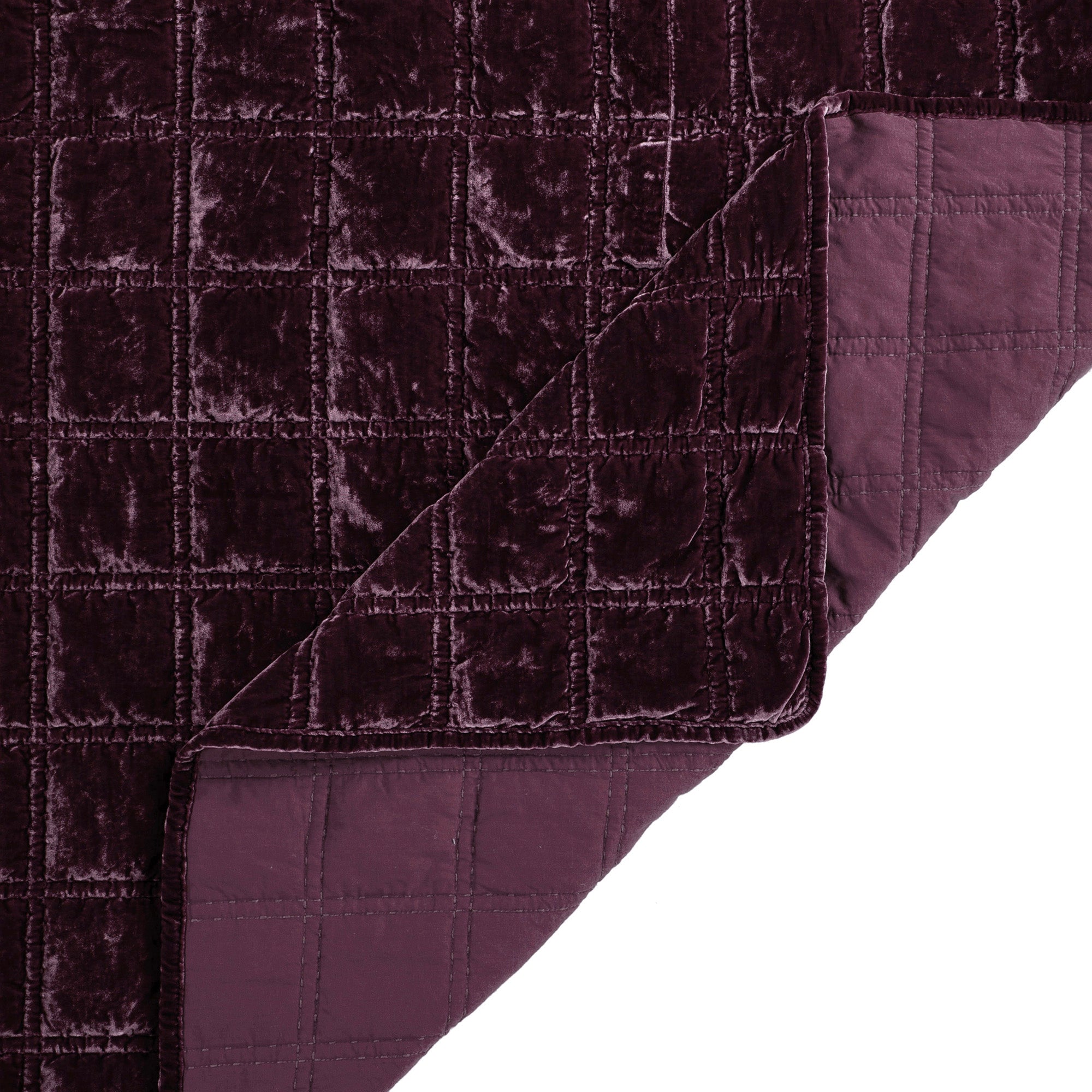 Stella Faux Silk Velvet Double Box Stitch Quilt Set