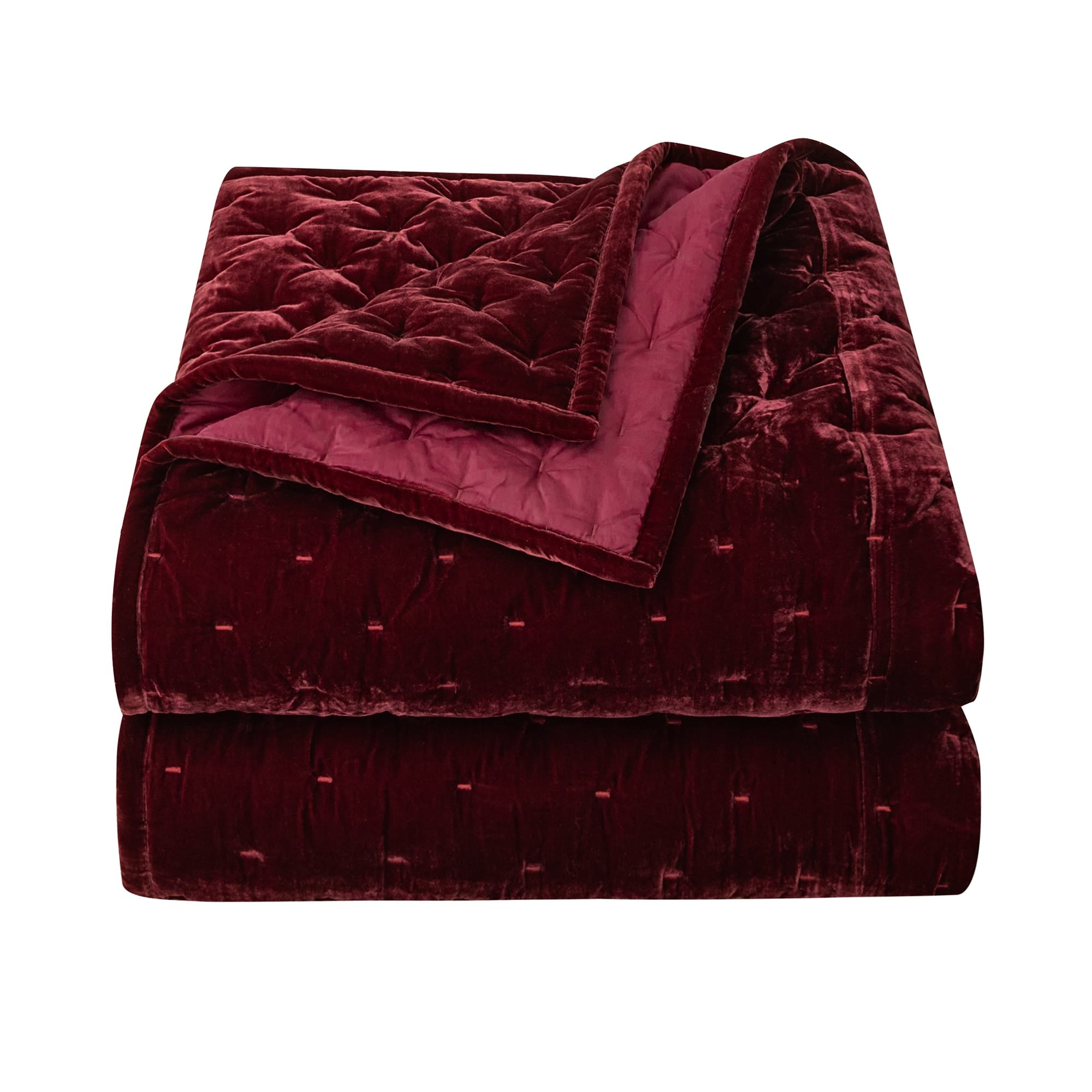 Stella Faux Silk Velvet Pintuck Quilt Set