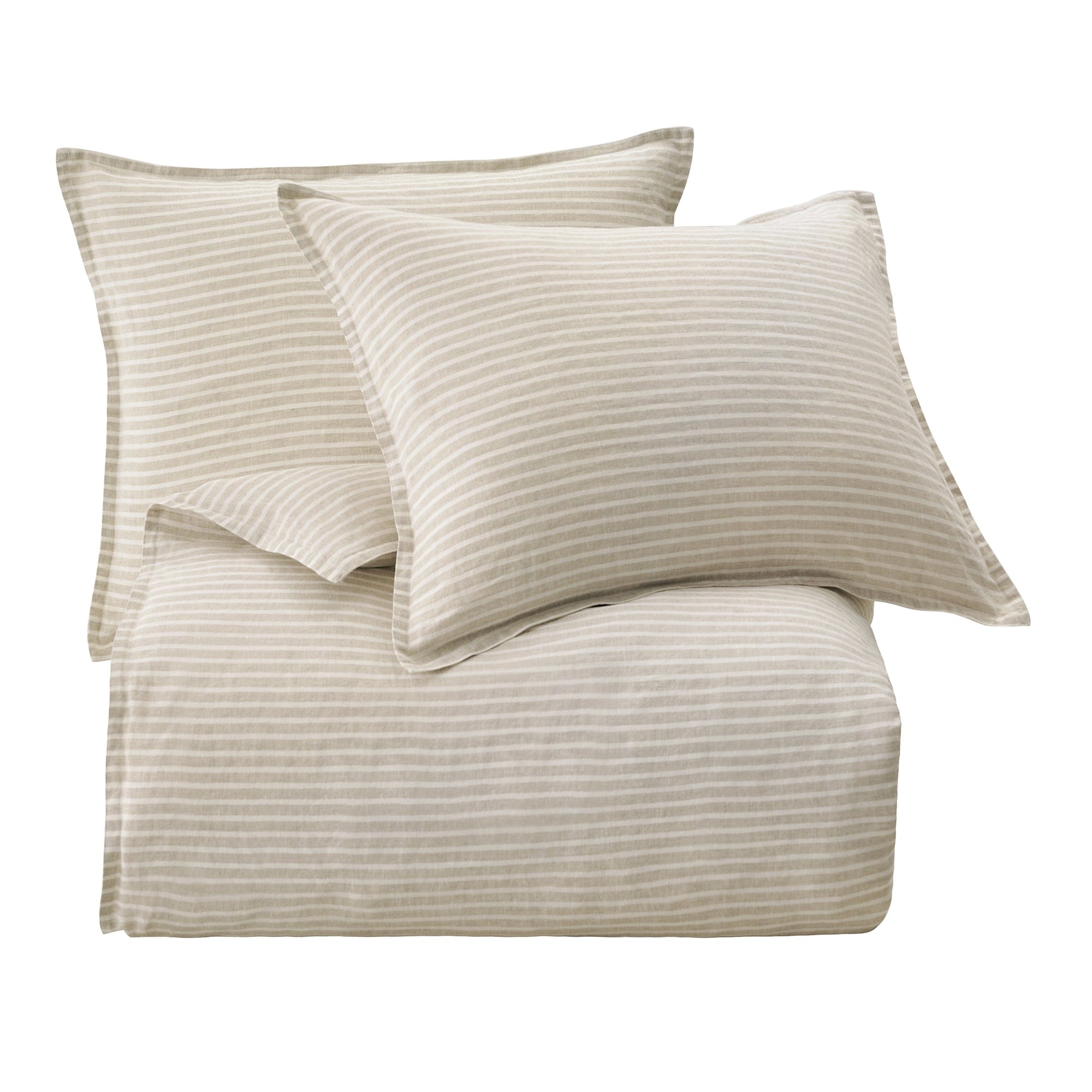 100% French Flax Linen Railroad Stripe Duvet Cover Set