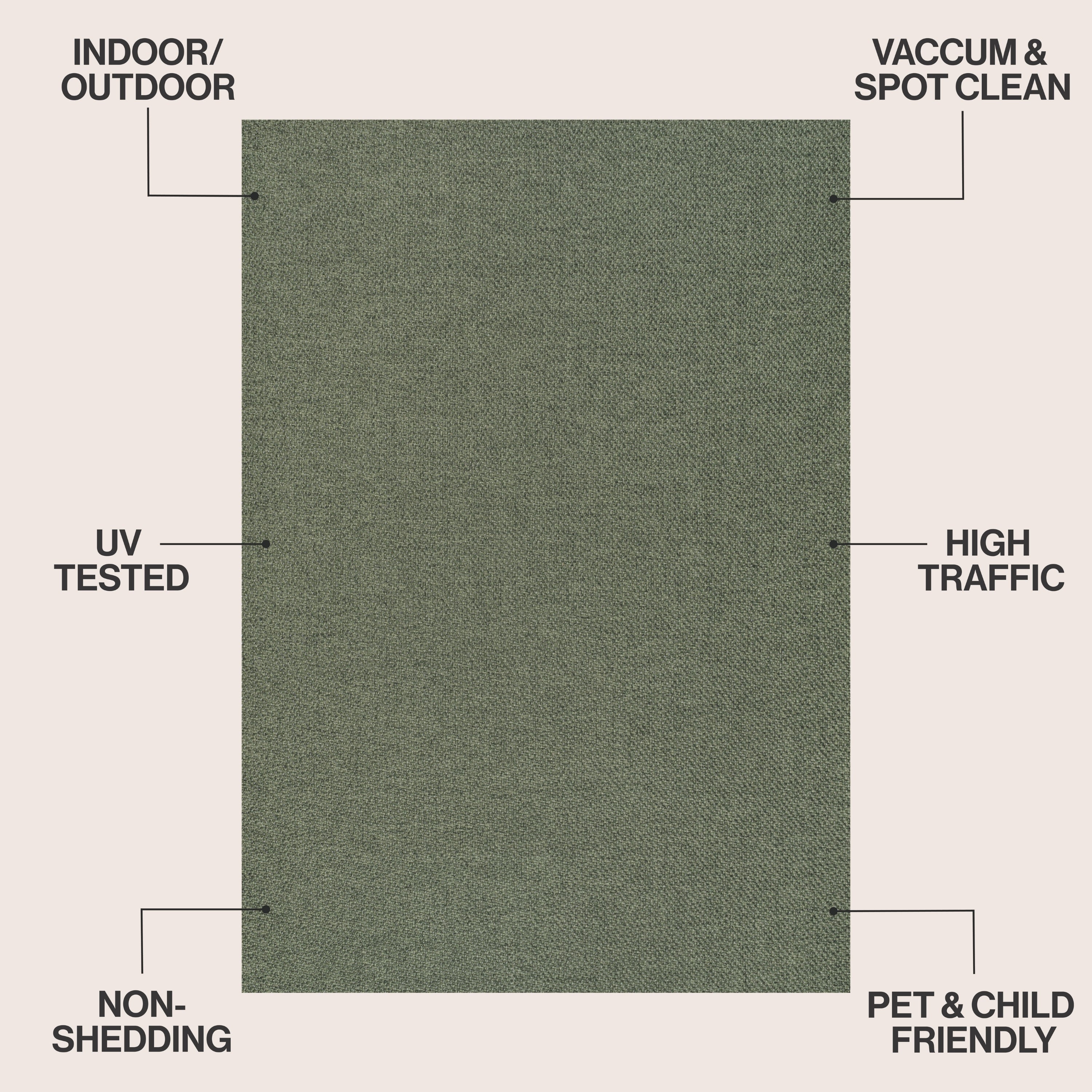 Solana Boho Easy Jute Rustic Solid Color Indoor/Outdoor Area Rug