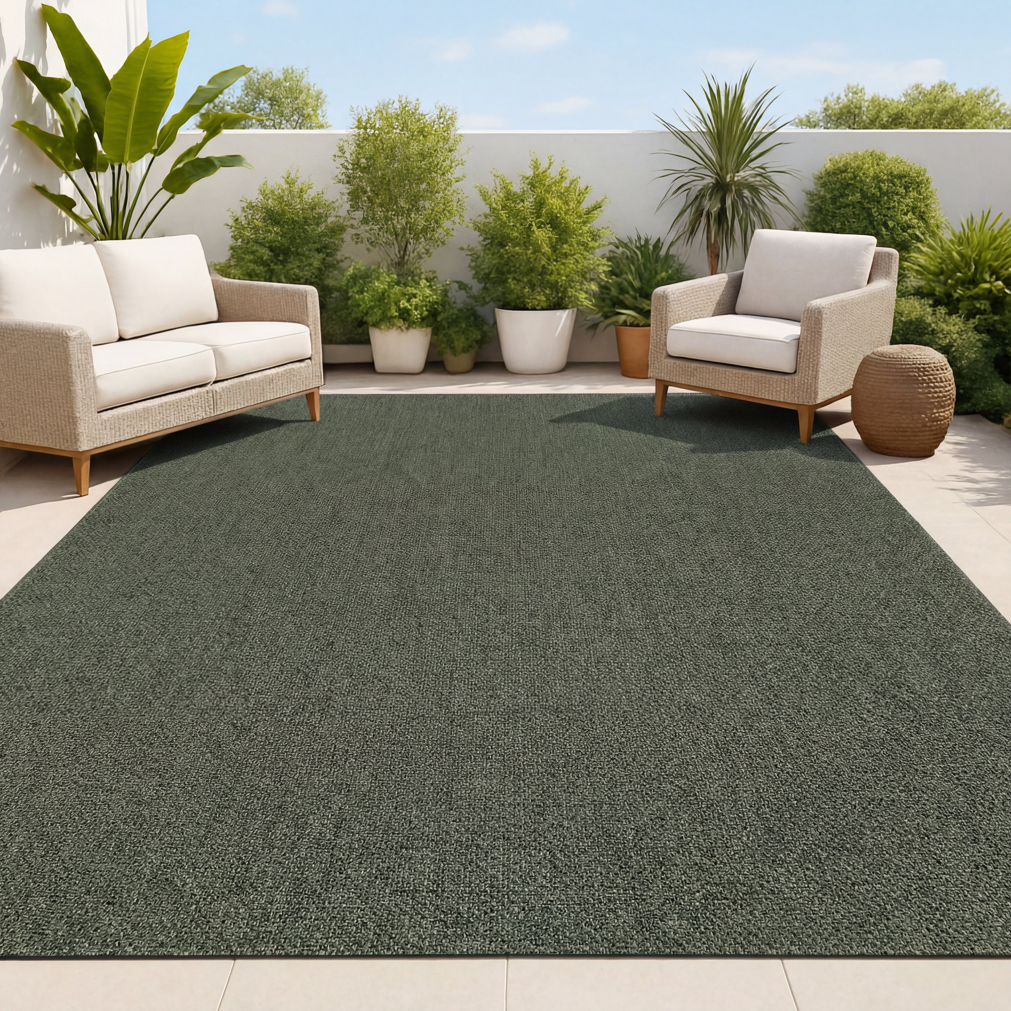 Solana Boho Easy Jute Rustic Solid Color Indoor/Outdoor Area Rug
