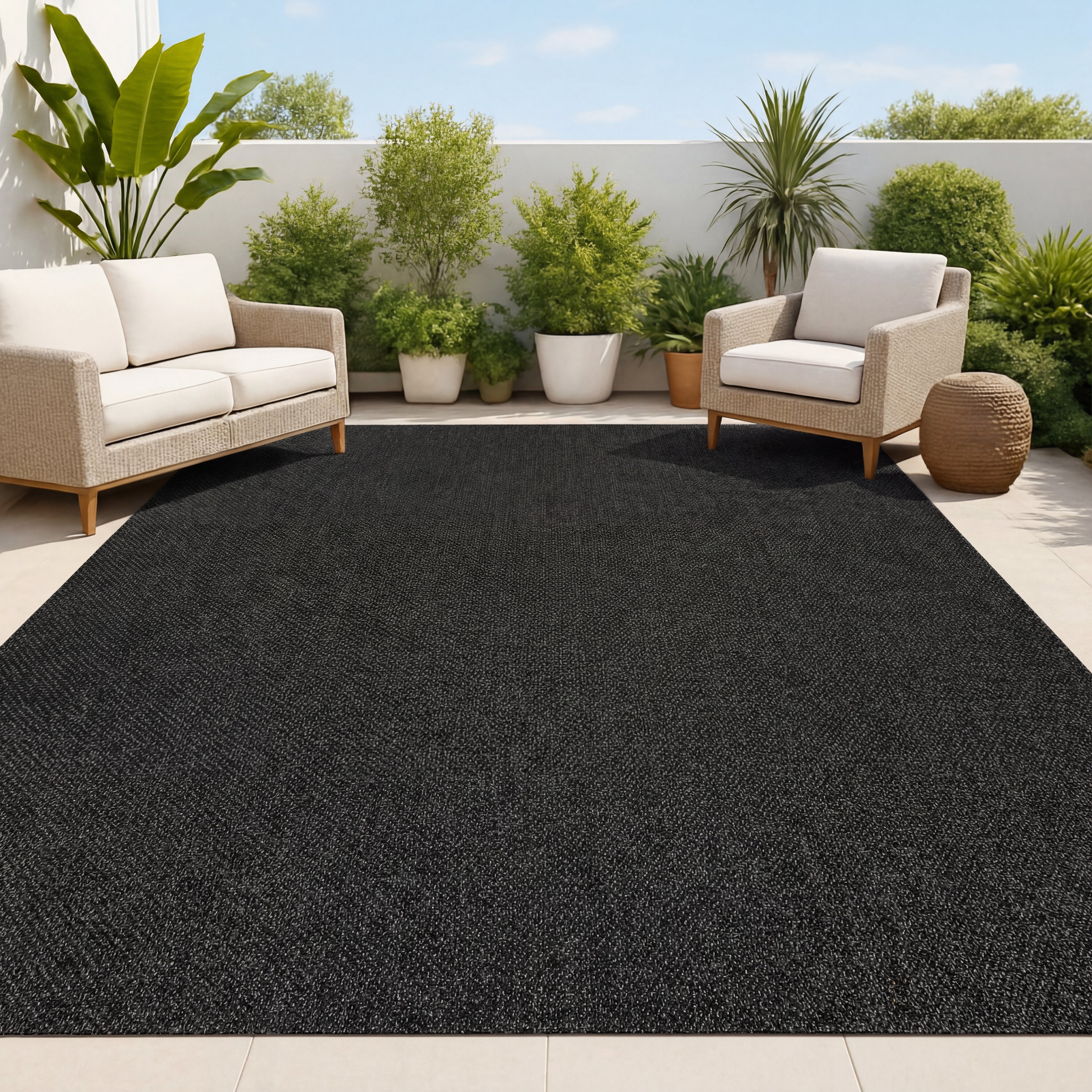 Solana Boho Easy Jute Rustic Solid Color Indoor/Outdoor Area Rug