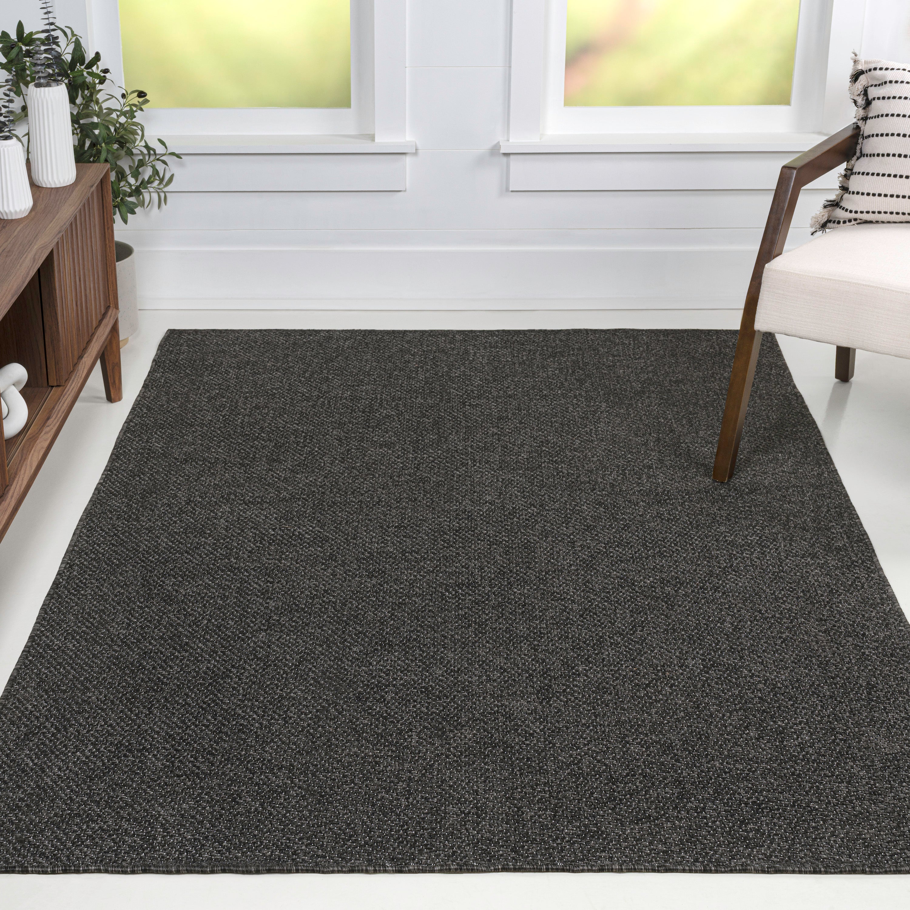 Solana Boho Easy Jute Rustic Solid Color Indoor/Outdoor Area Rug
