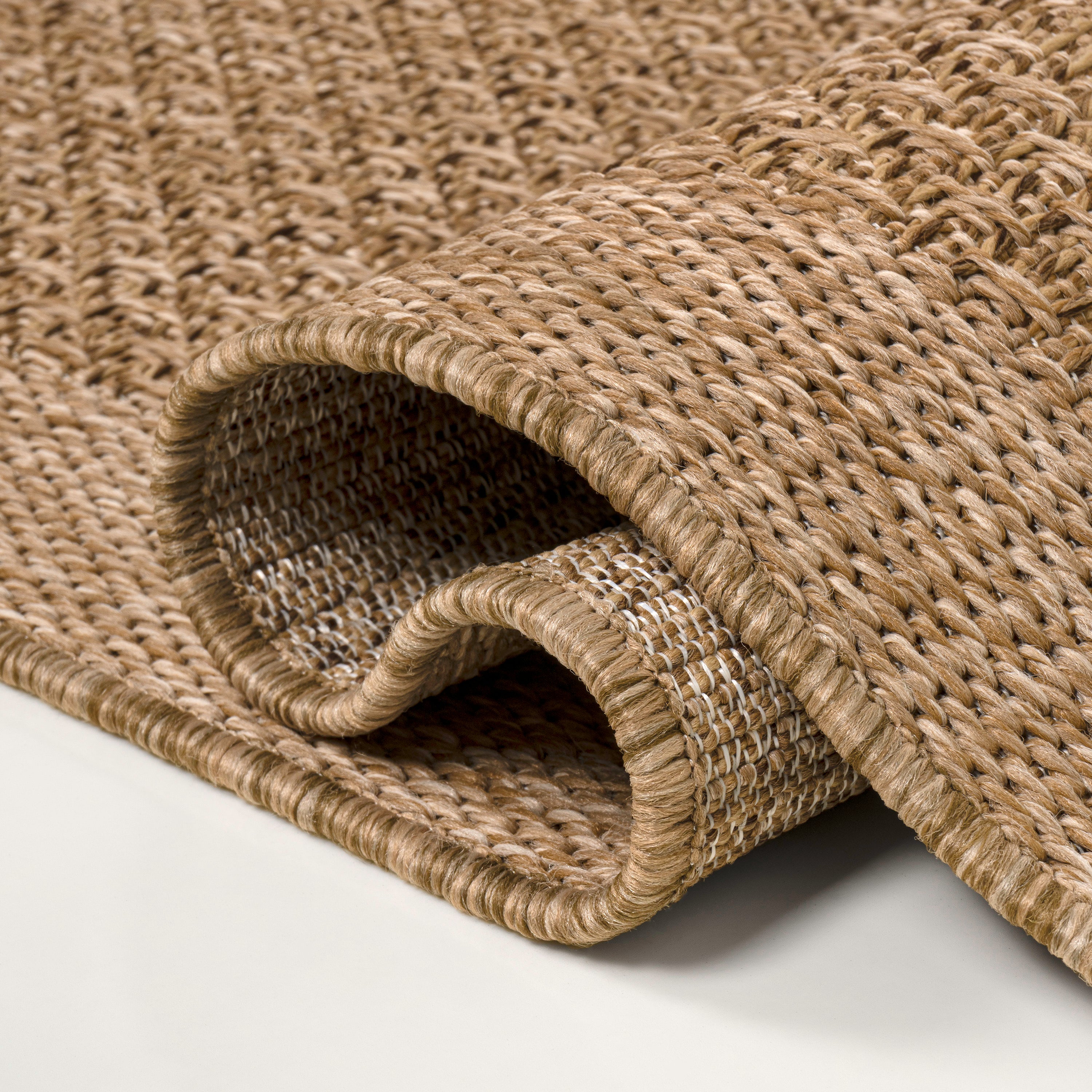 Luma Boho Easy Jute Coastal Border Solid Color Indoor/Outdoor Area Rug