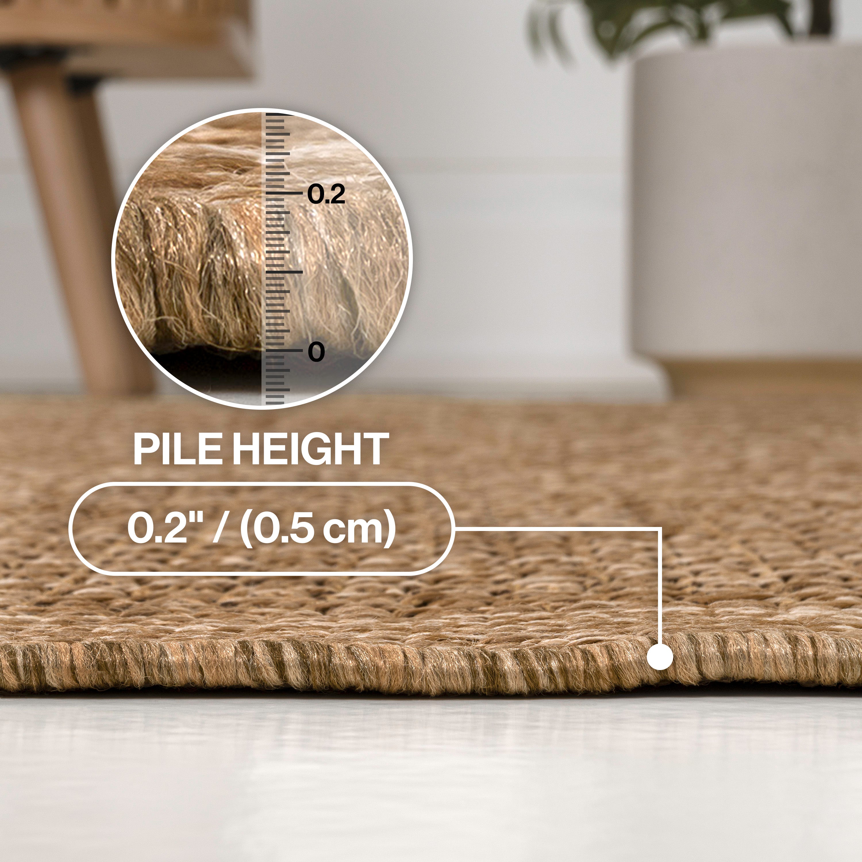 Luma Boho Easy Jute Coastal Border Solid Color Indoor/Outdoor Area Rug