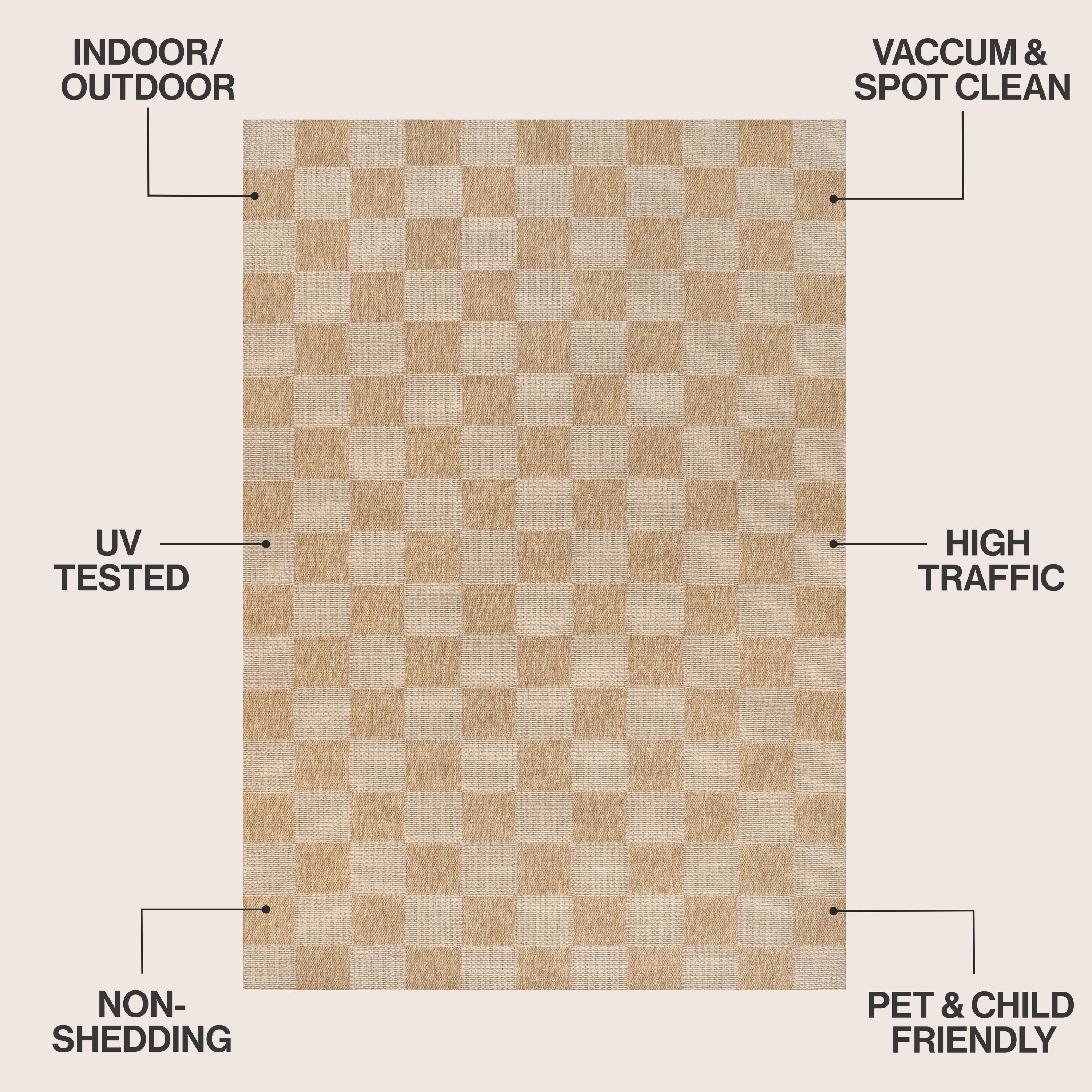 Mason Easy Jute Geometric Boho Checker Weave Indoor/Outdoor Area Rug