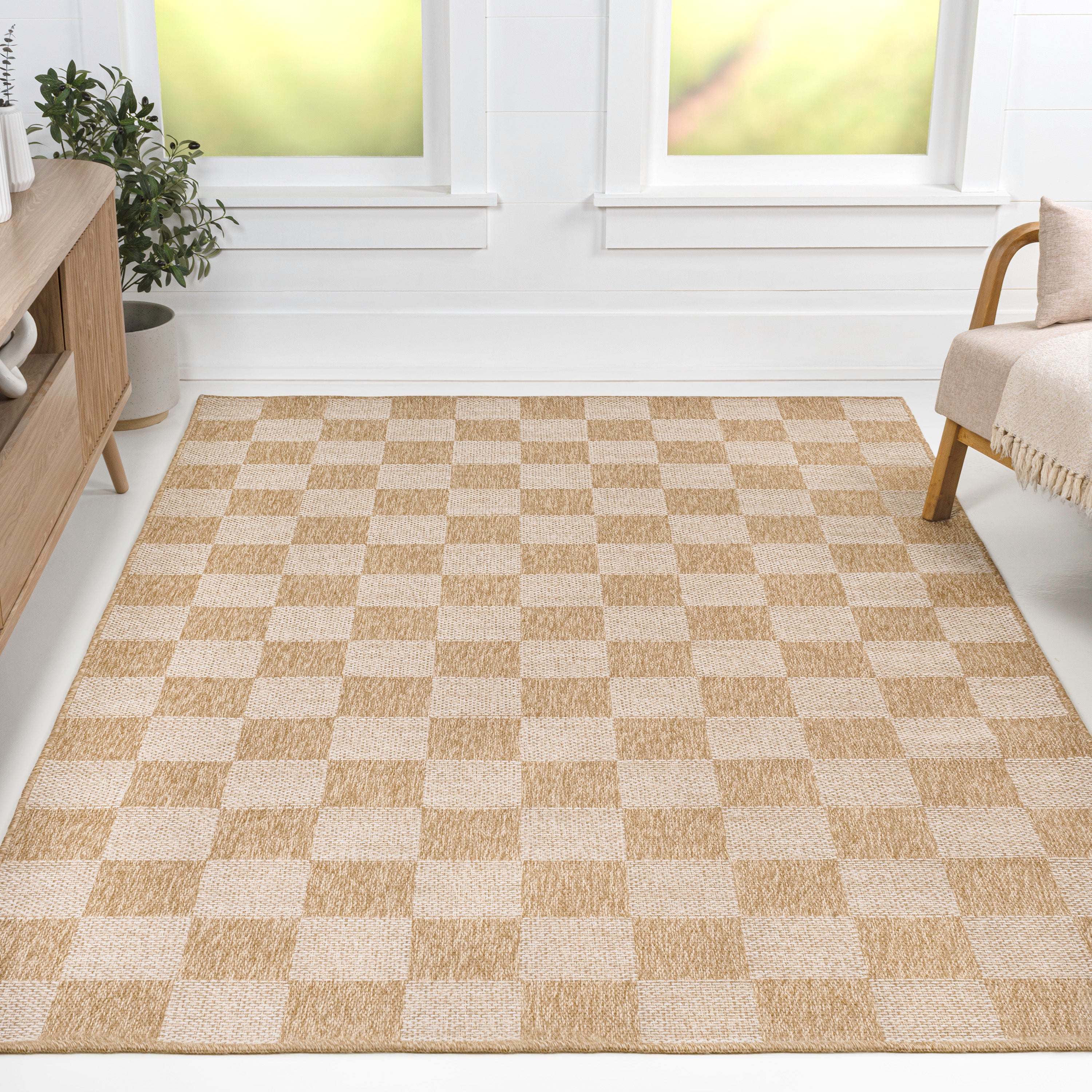 Mason Easy Jute Geometric Boho Checker Weave Indoor/Outdoor Area Rug