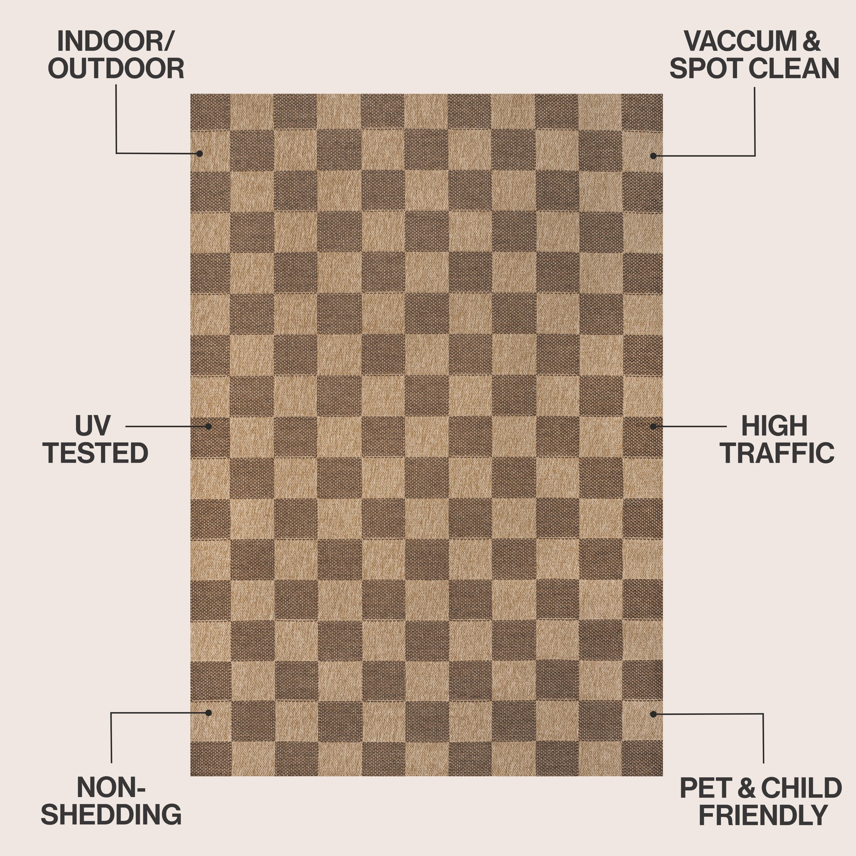 Mason Easy Jute Geometric Boho Checker Weave Indoor/Outdoor Area Rug