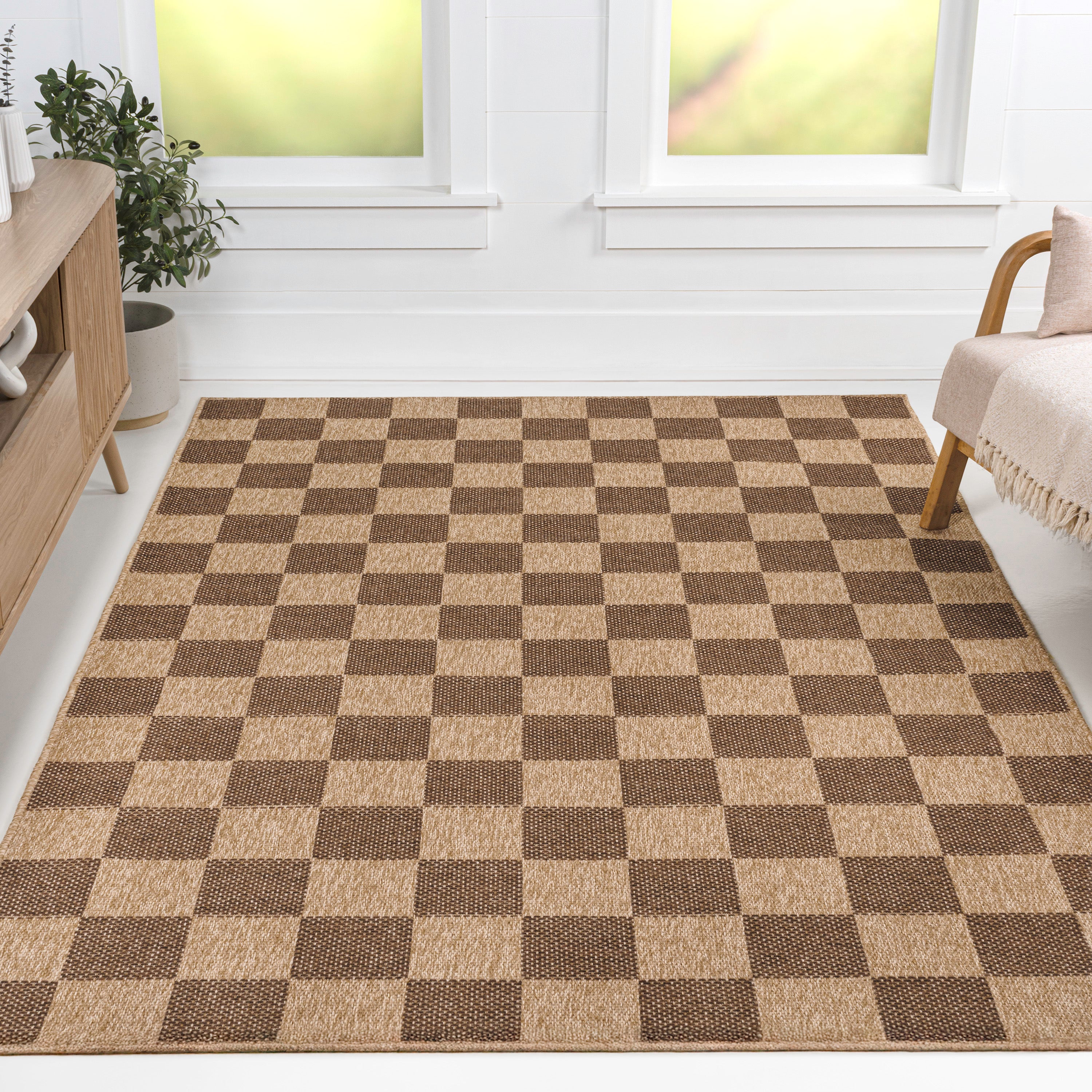 Mason Easy Jute Geometric Boho Checker Weave Indoor/Outdoor Area Rug