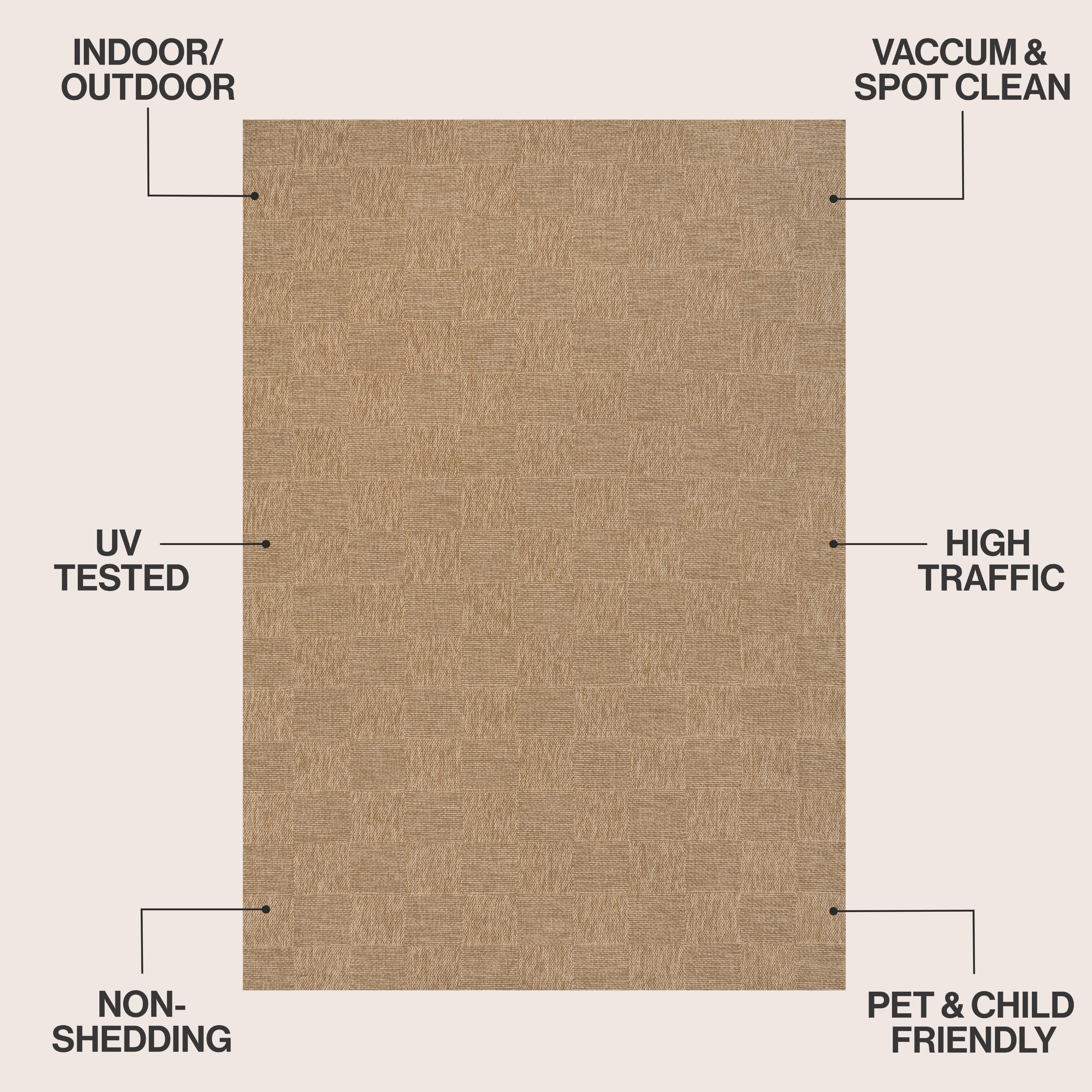 Mason Easy Jute Geometric Boho Checker Weave Indoor/Outdoor Area Rug