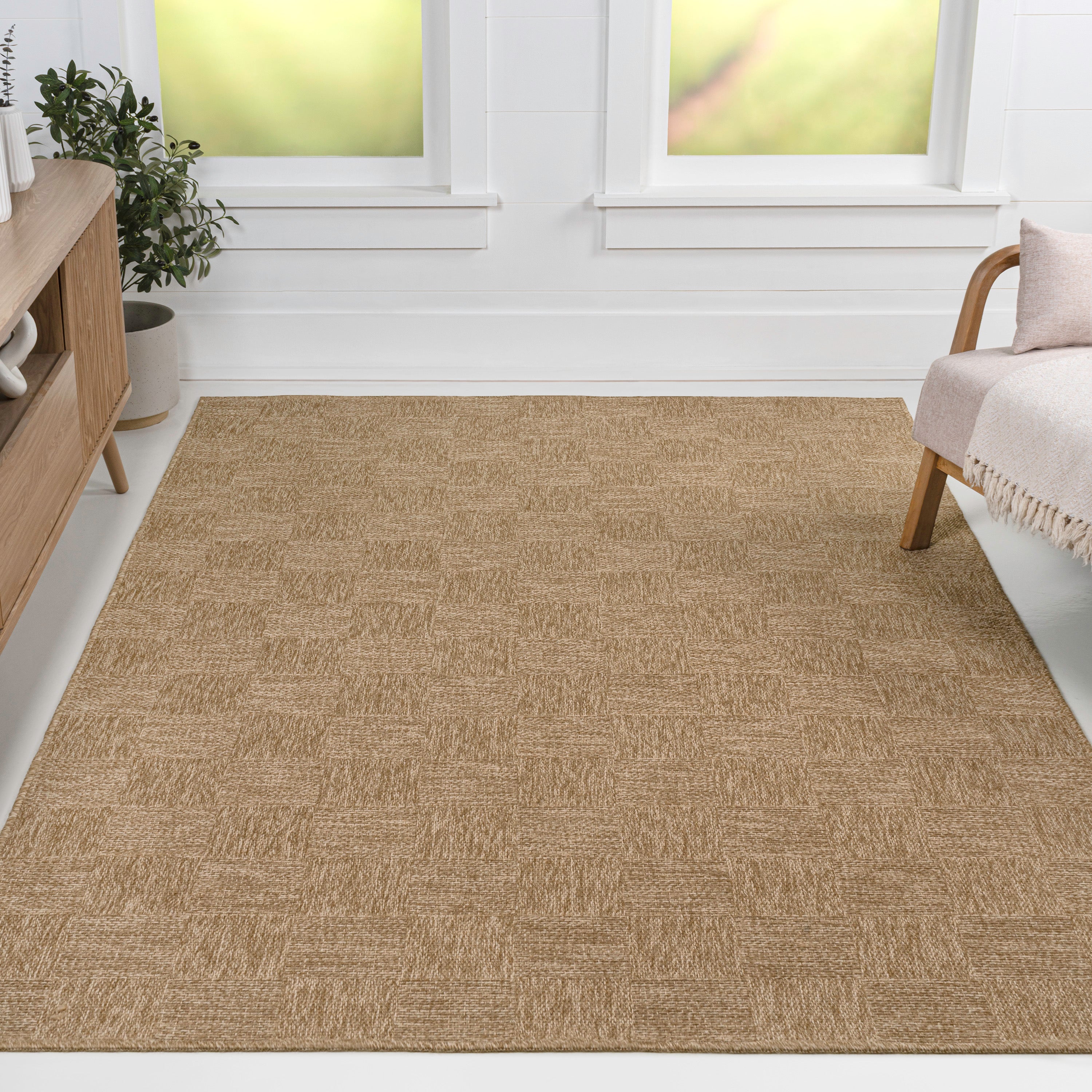 Mason Easy Jute Geometric Boho Checker Weave Indoor/Outdoor Area Rug