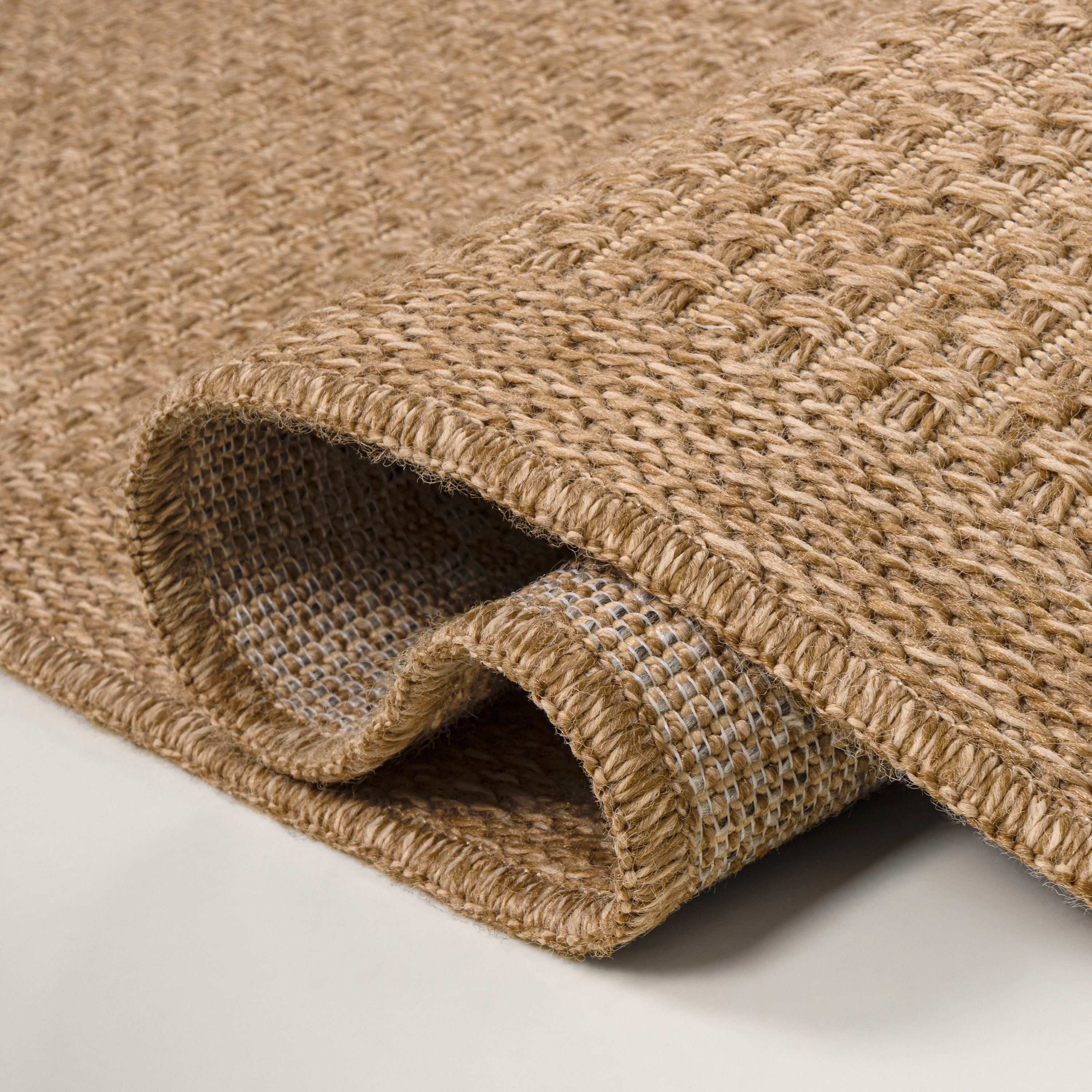 Maxine Easy Jute Contemporary Border Boho Fine Rib Weave Indoor/Outdoor Area Rug