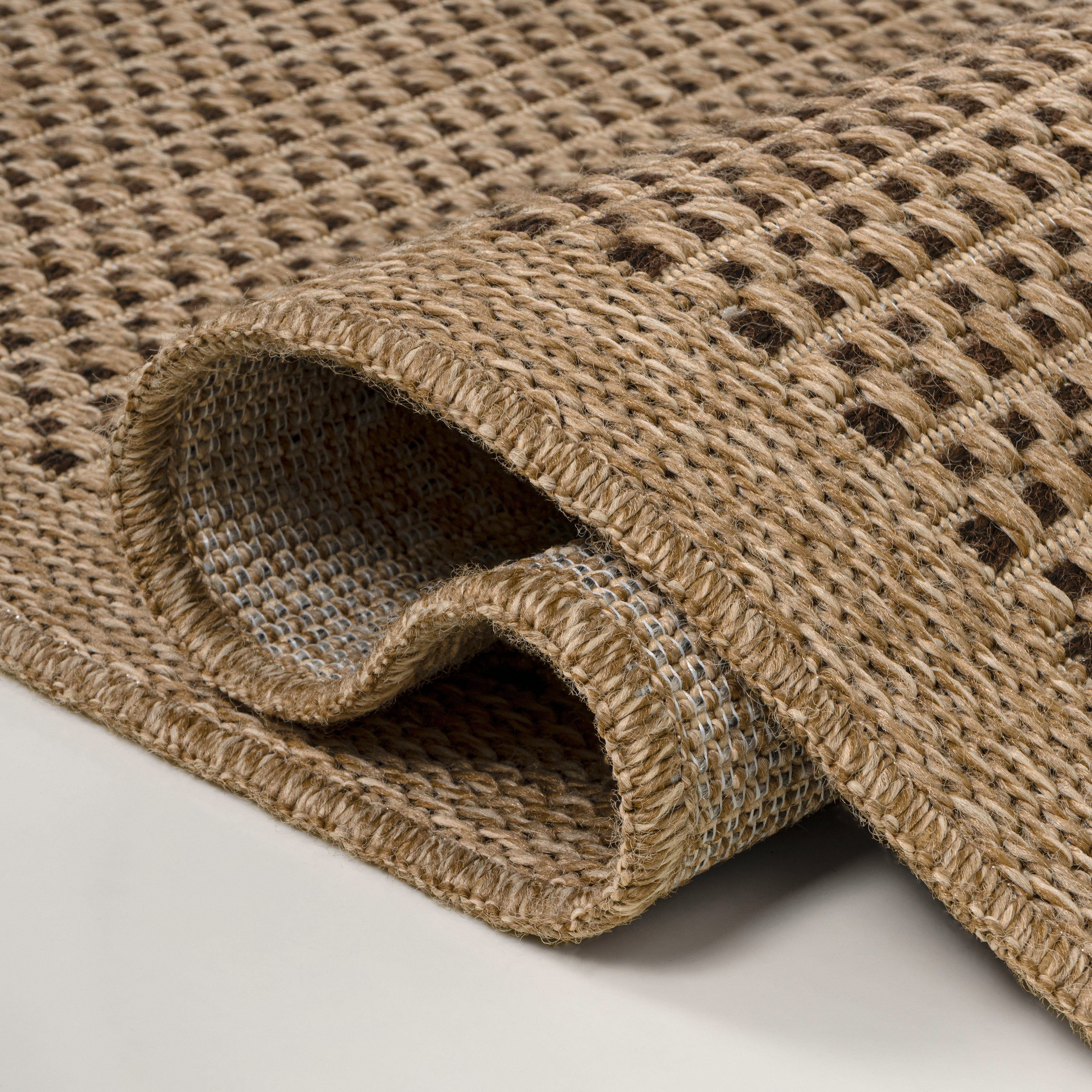 Maxine Easy Jute Contemporary Border Boho Fine Rib Weave Indoor/Outdoor Area Rug