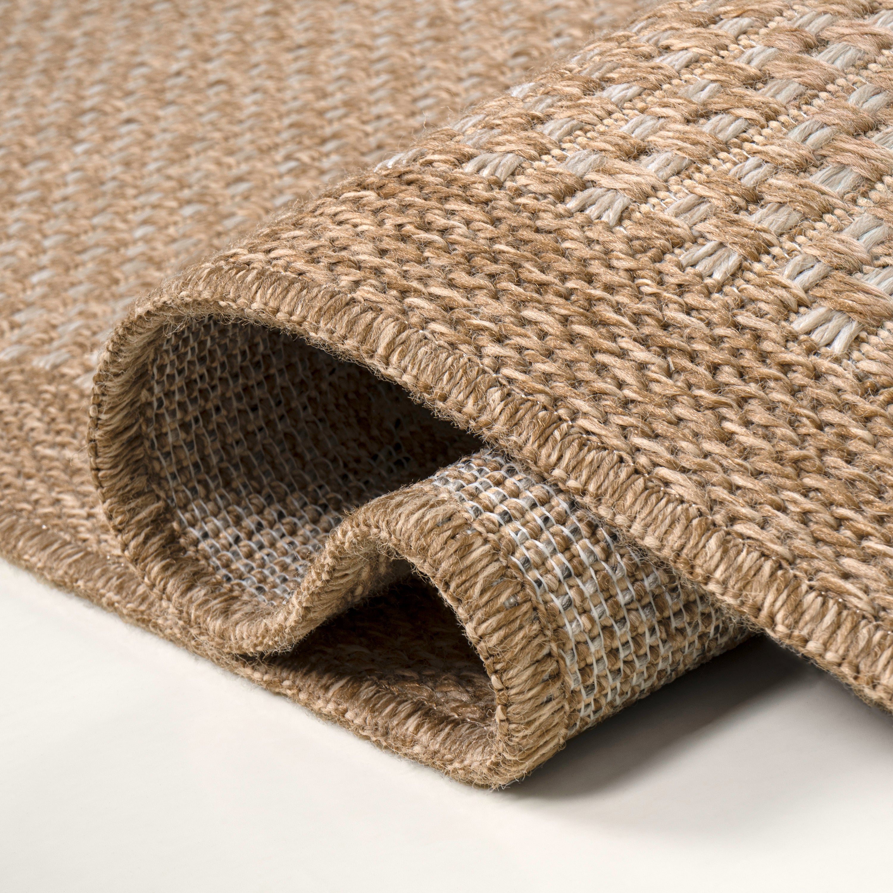 Maxine Easy Jute Contemporary Border Boho Fine Rib Weave Indoor/Outdoor Area Rug
