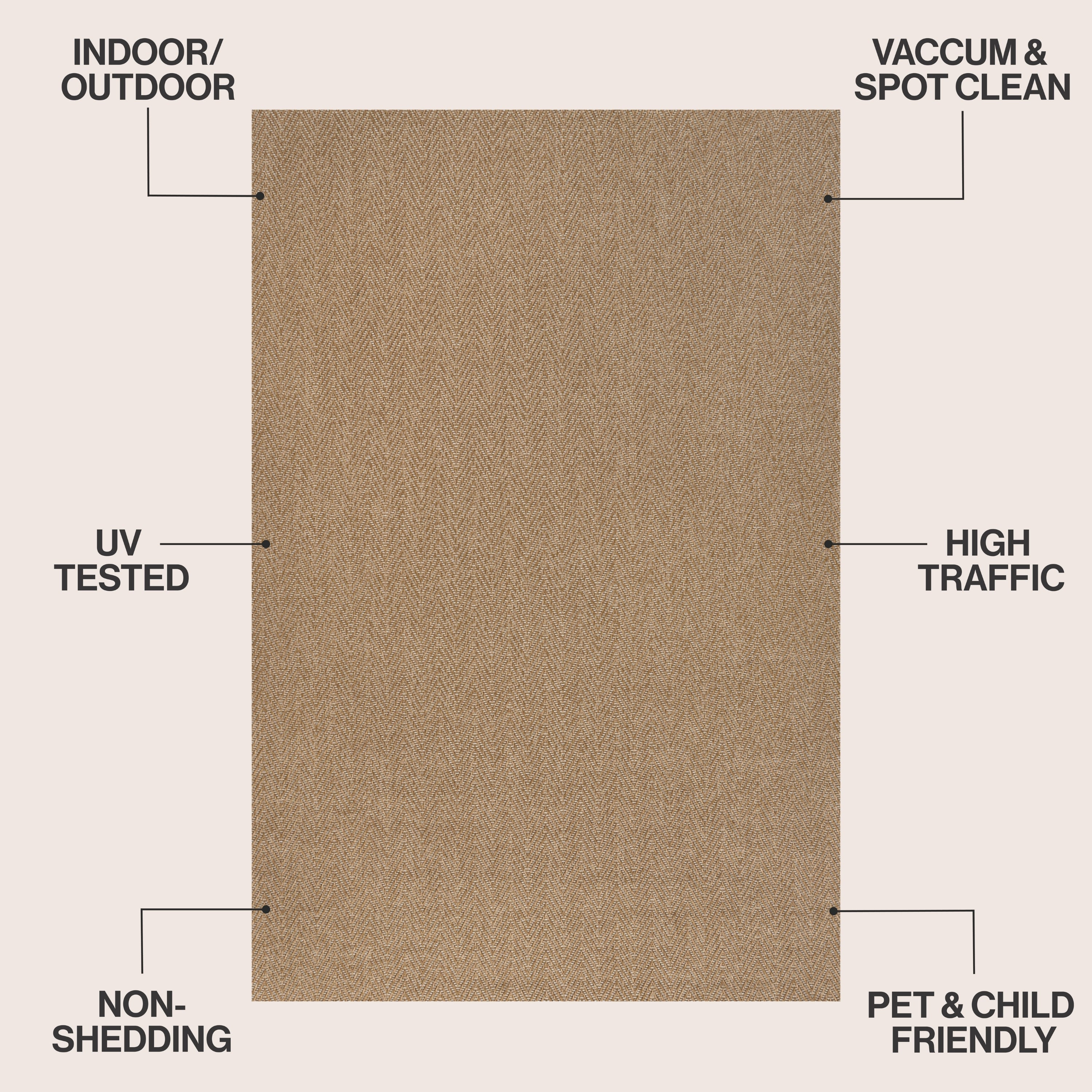 Rowena Easy Jute Scandinavian Boho Herringbone Weave Indoor/Outdoor Area Rug