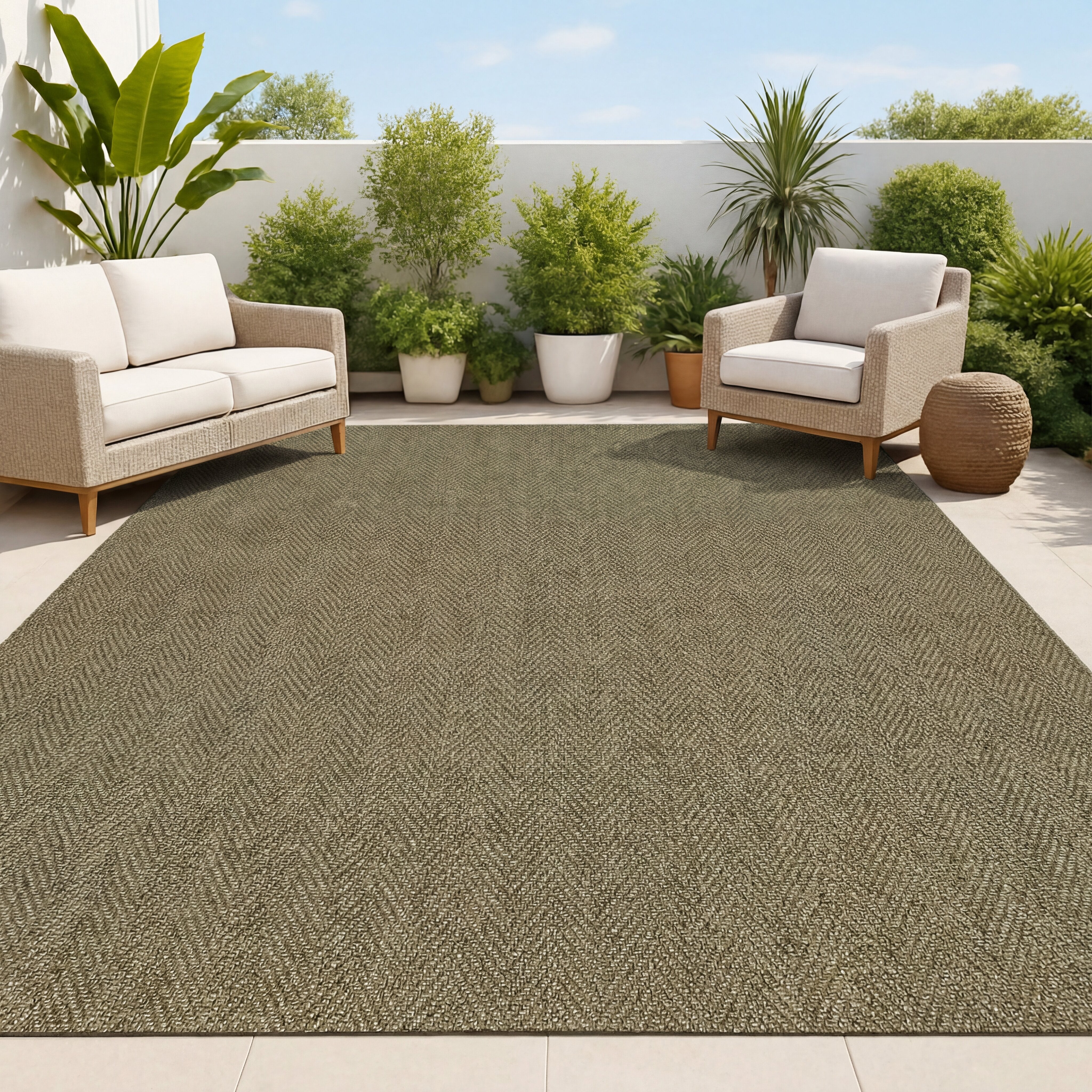 Rowena Easy Jute Scandinavian Boho Herringbone Weave Indoor/Outdoor Area Rug