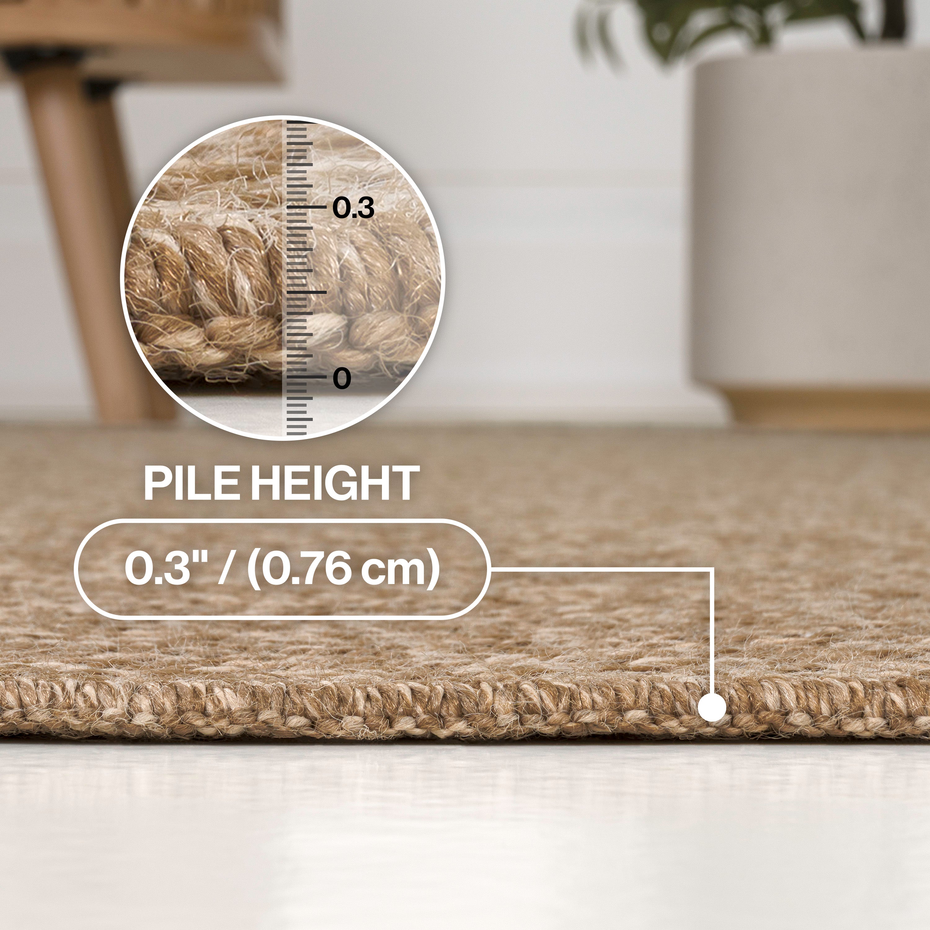Rowena Easy Jute Scandinavian Boho Herringbone Weave Indoor/Outdoor Area Rug