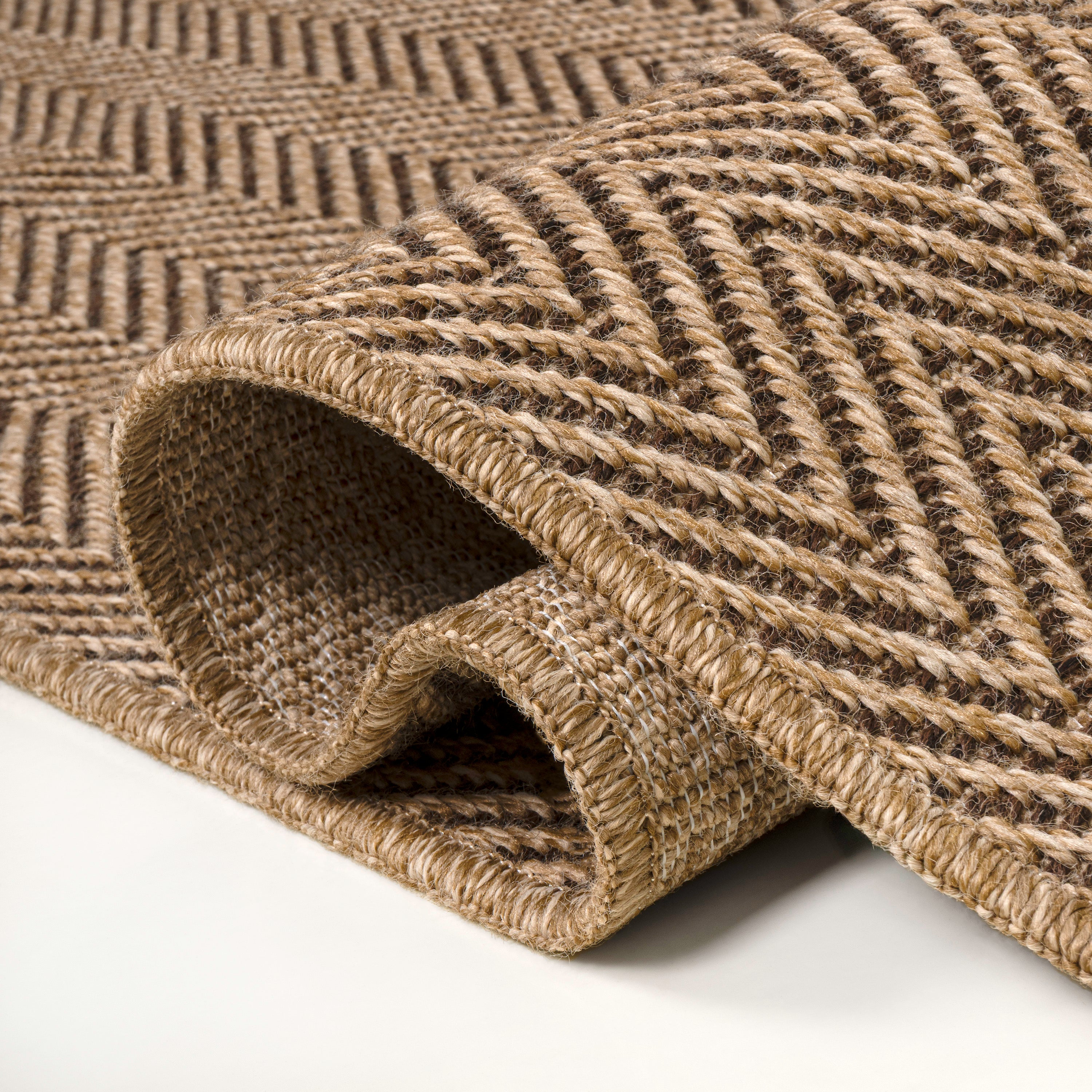Rowena Easy Jute Scandinavian Boho Herringbone Weave Indoor/Outdoor Area Rug