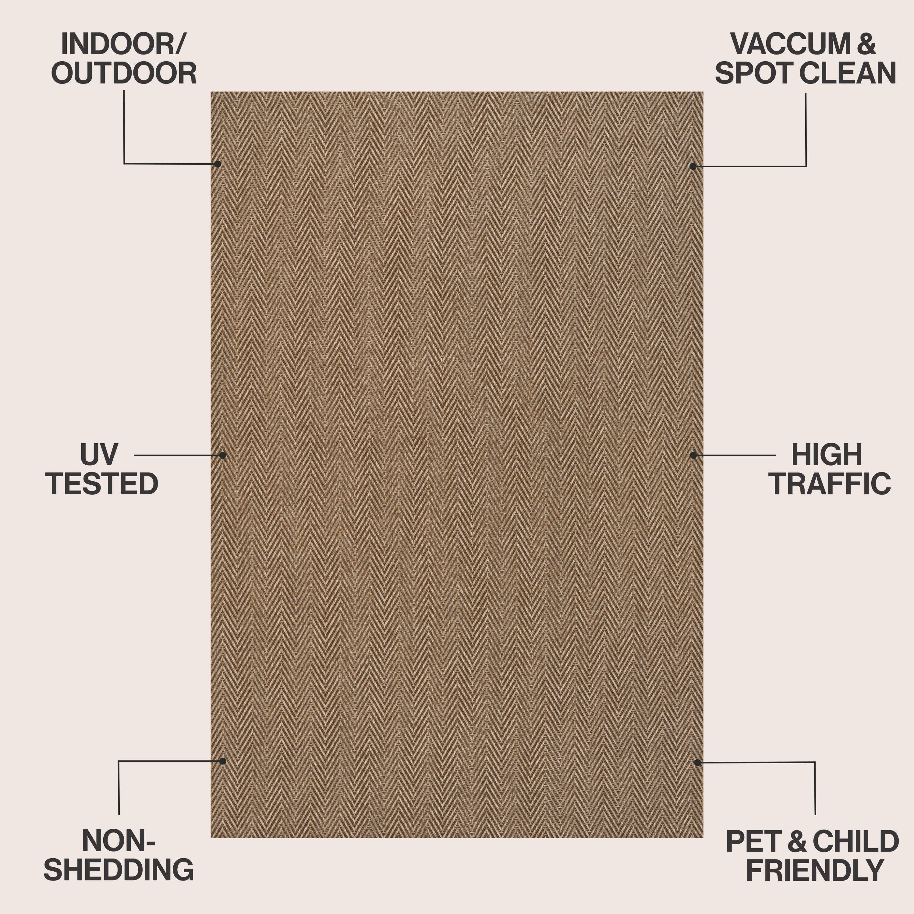 Rowena Easy Jute Scandinavian Boho Herringbone Weave Indoor/Outdoor Area Rug
