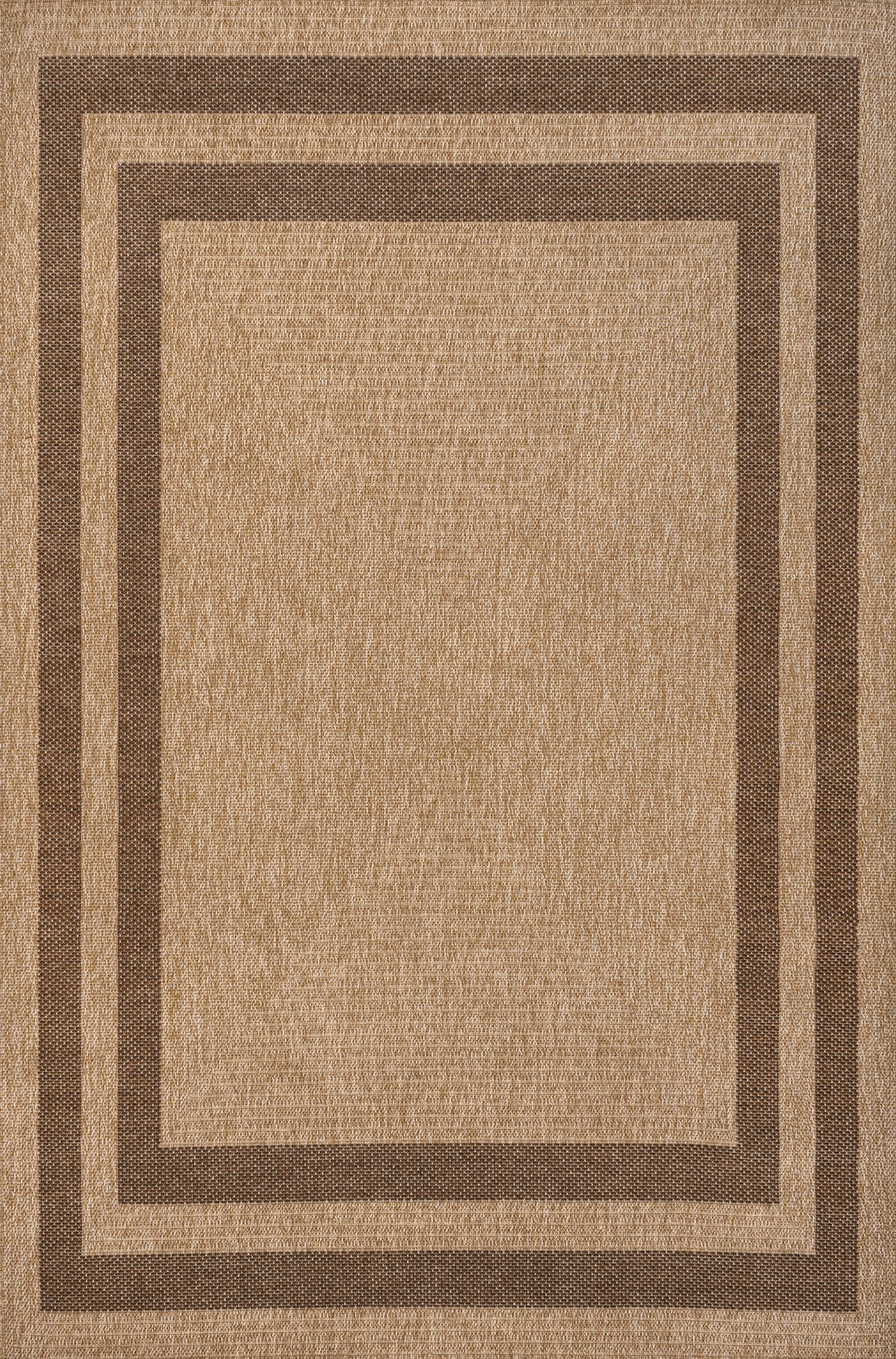 Frenzy Easy Jute Minimalist Boho Inset Border Indoor/Outdoor Area Rug