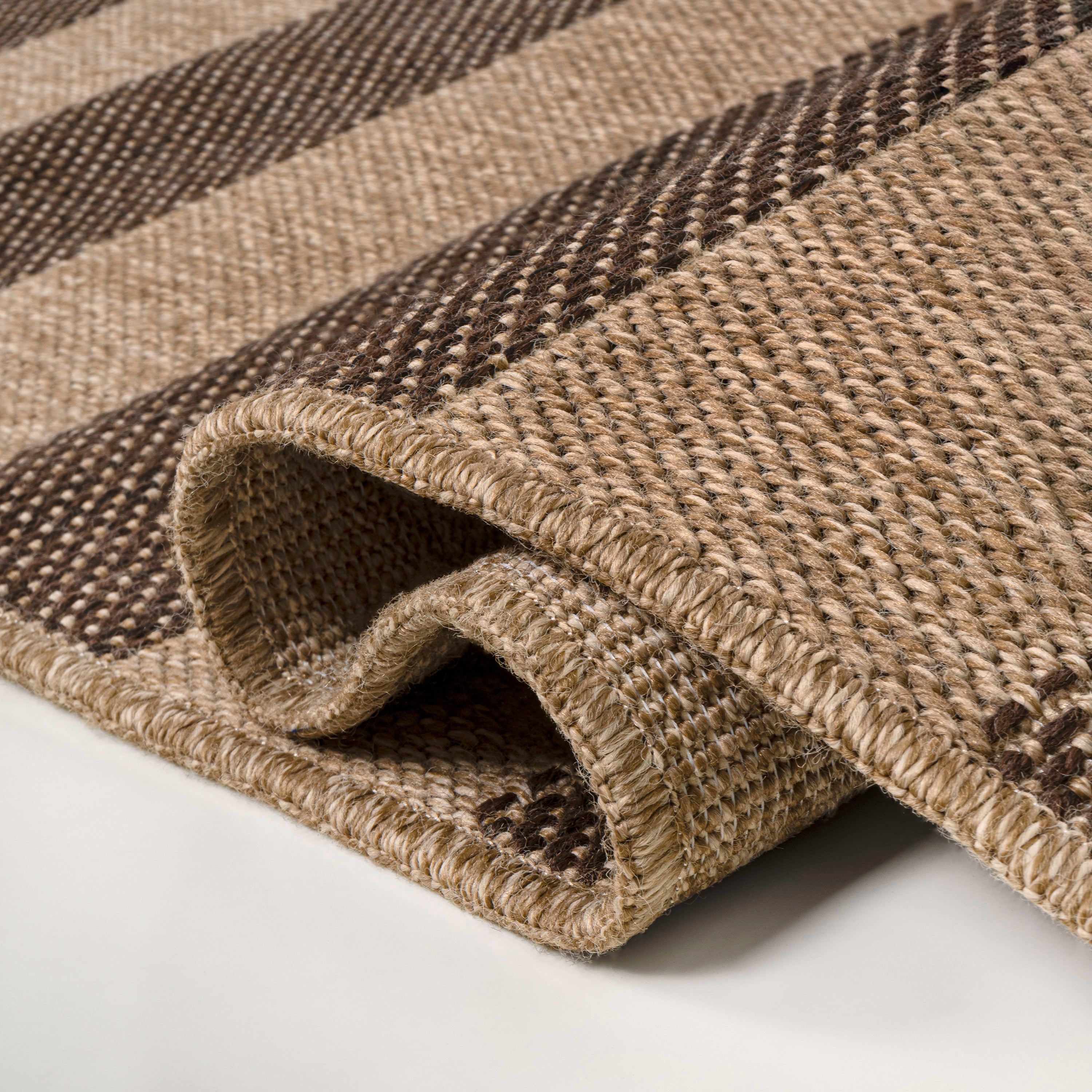 Sutton Easy Jute Modern Geometric Boho Stripe Indoor/Outdoor Area Rug