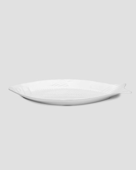 White 23" x 11" Fish Melamine Serving Platter