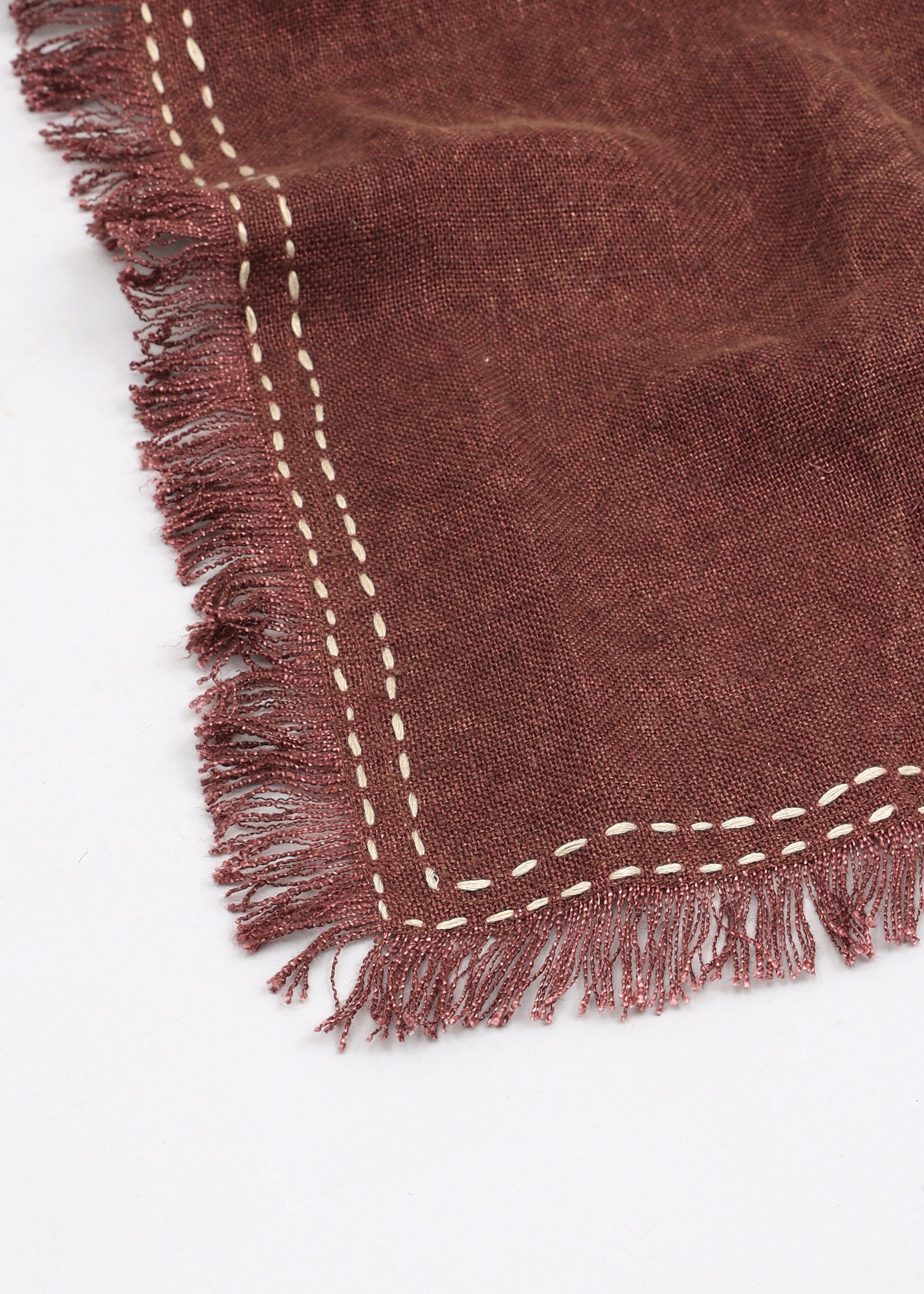 Stonewashed Linen Woven Throw Blanket with Fringe