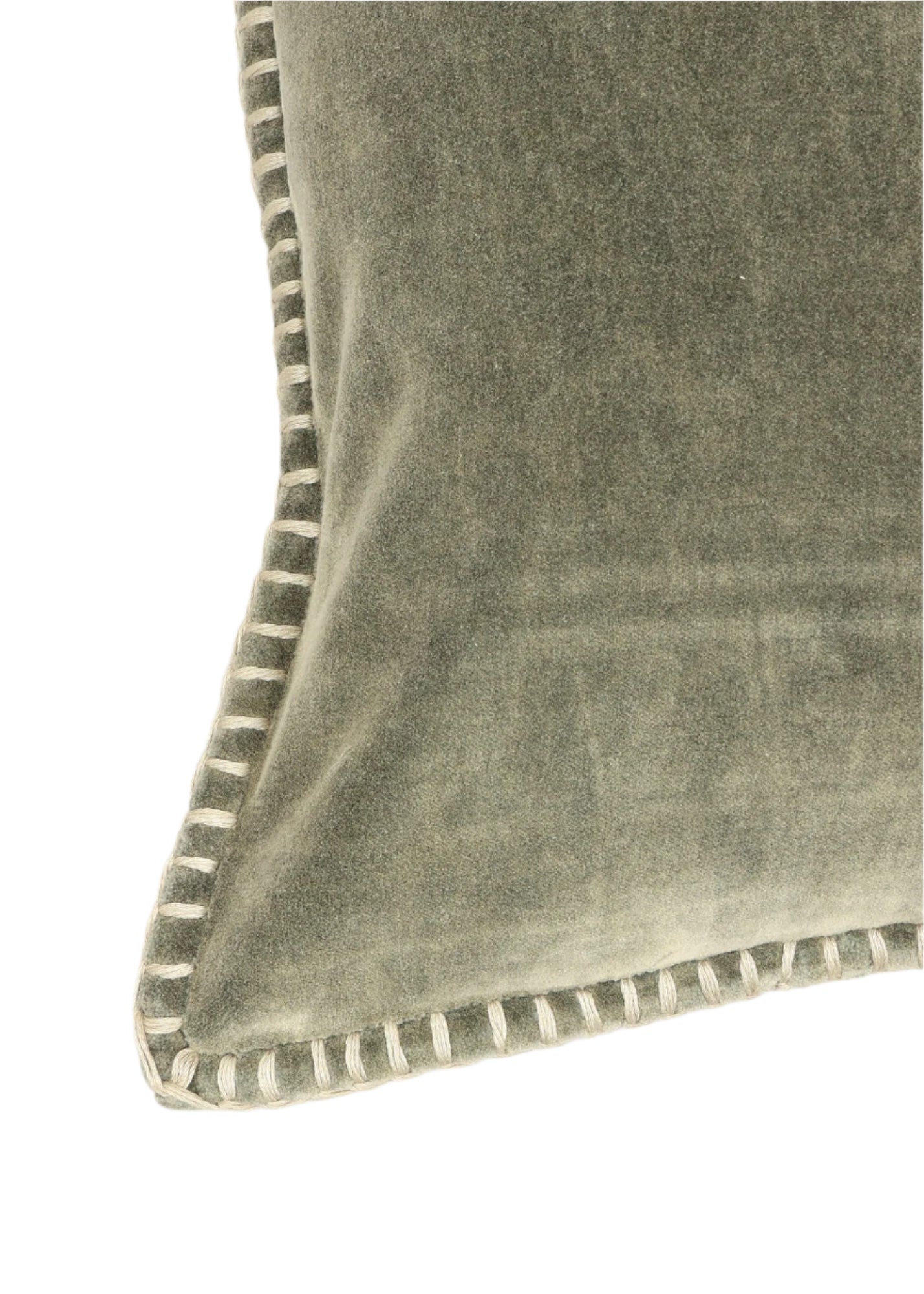 Stonewashed Cotton Velvet Throw Pillow with Decorative Handstiched Edges