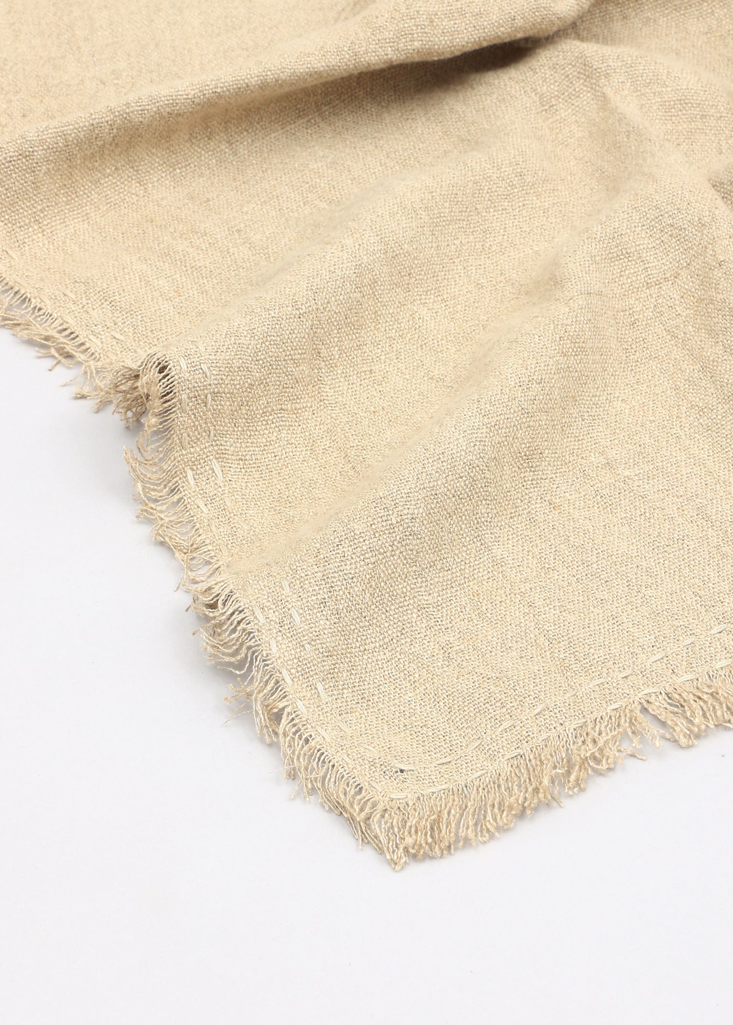 Stonewashed Linen Woven Throw Blanket with Fringe