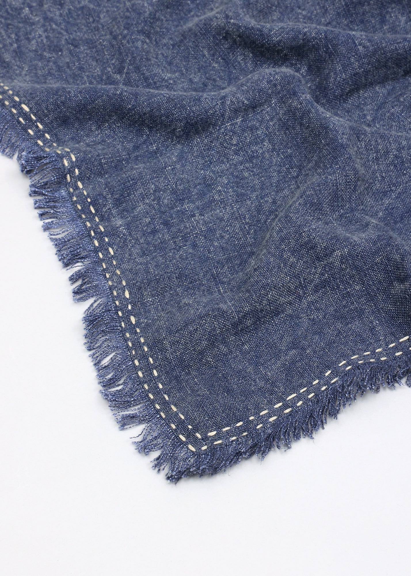 Stonewashed Linen Woven Throw Blanket with Fringe