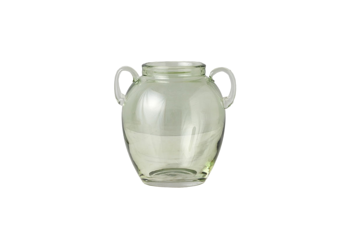 Glass Amphora Flower Vase, Sage Green