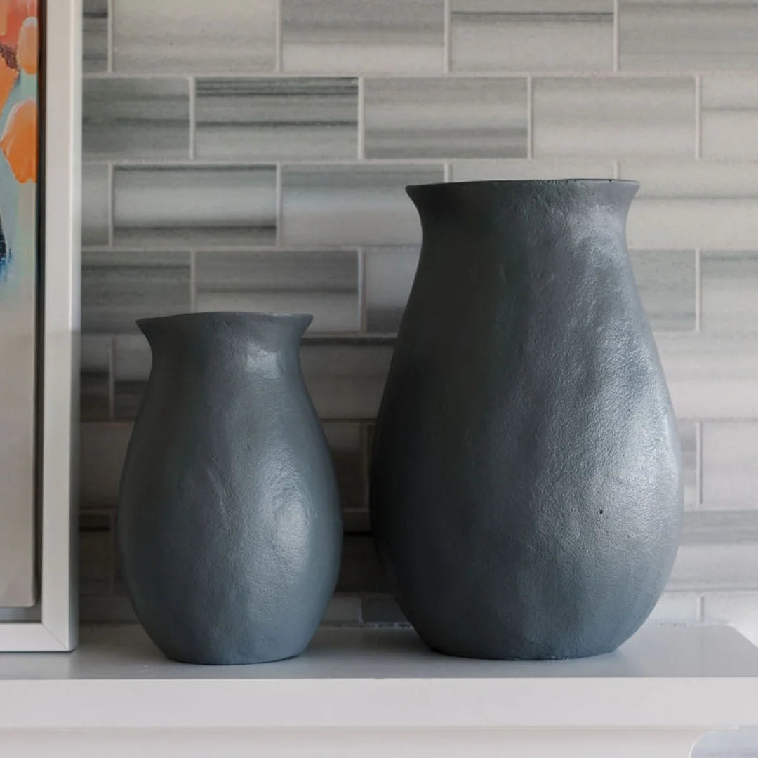 Handcrafted Warm Grey Aluminum Vase