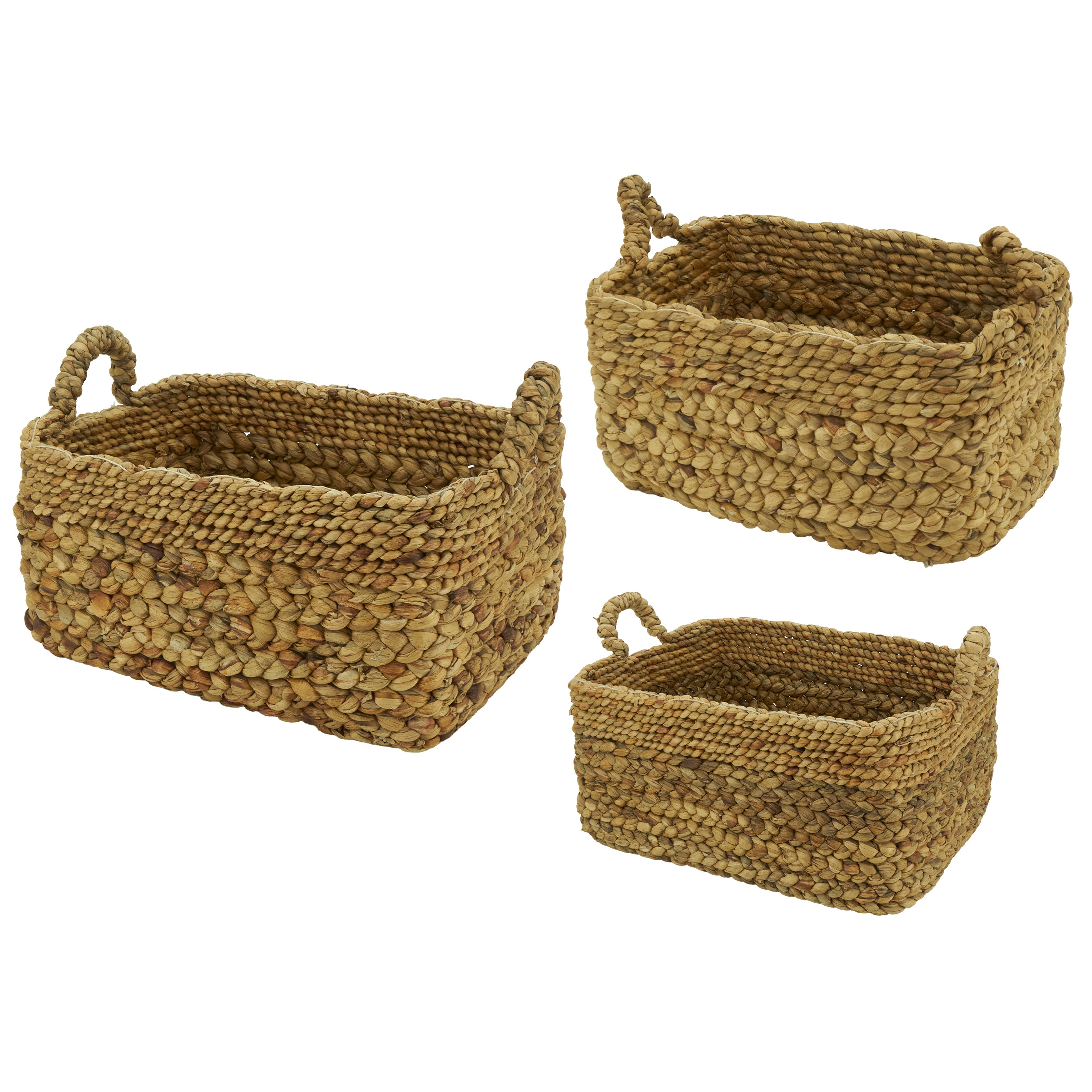 Woven Water Hyacinth Storage Baskets, Set of 3