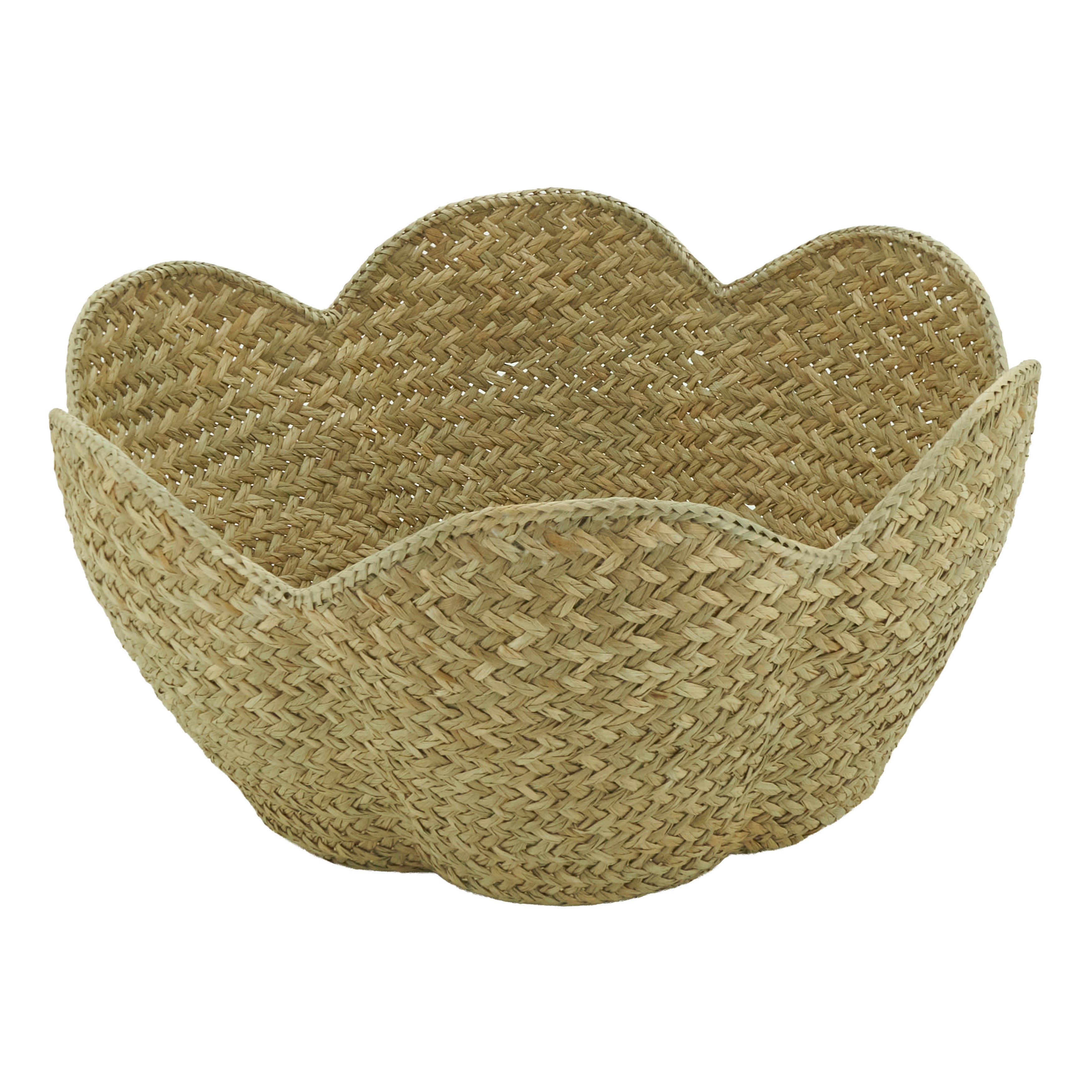 Scalloped Seagrass Storage Baskets, Set of 3
