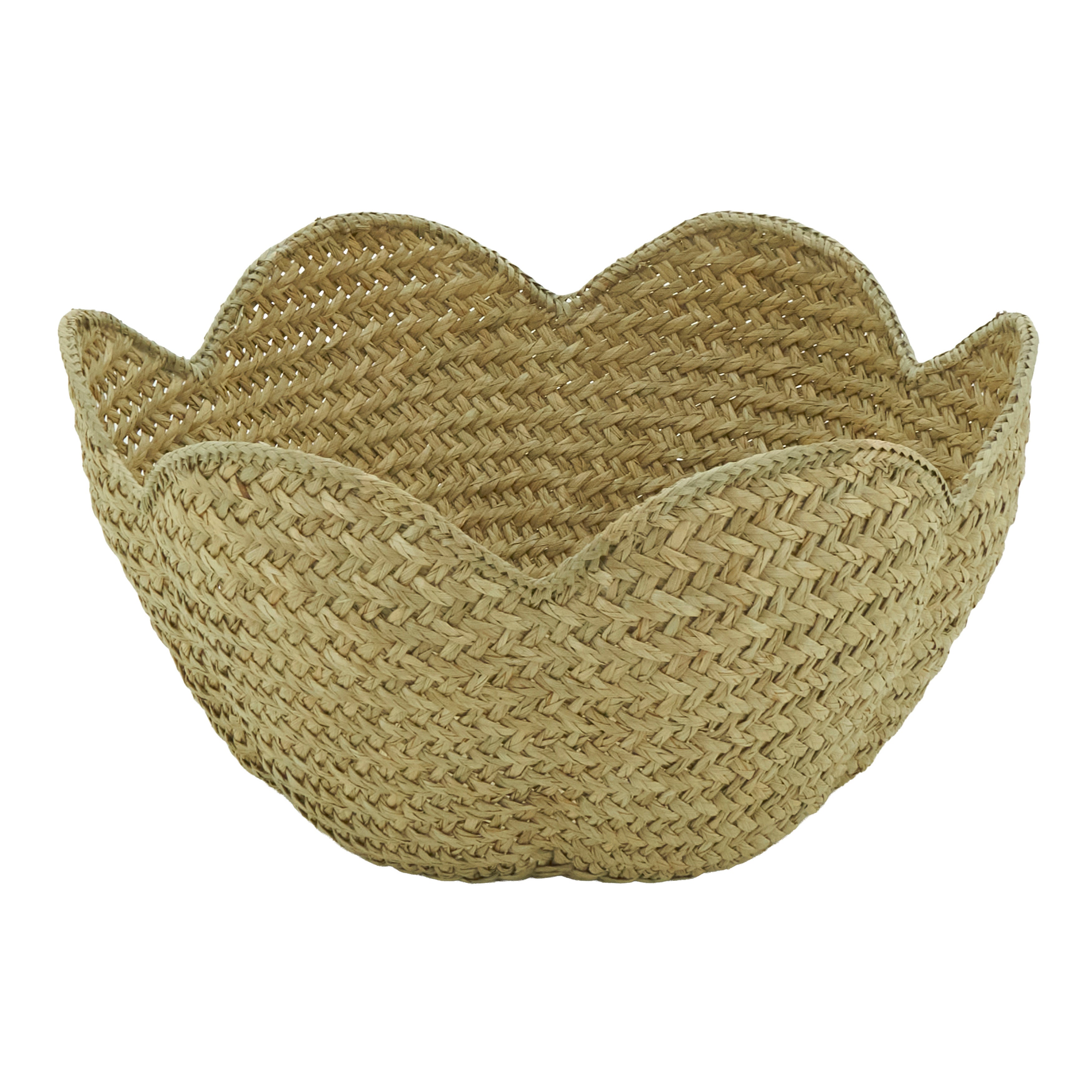 Scalloped Seagrass Storage Baskets, Set of 3