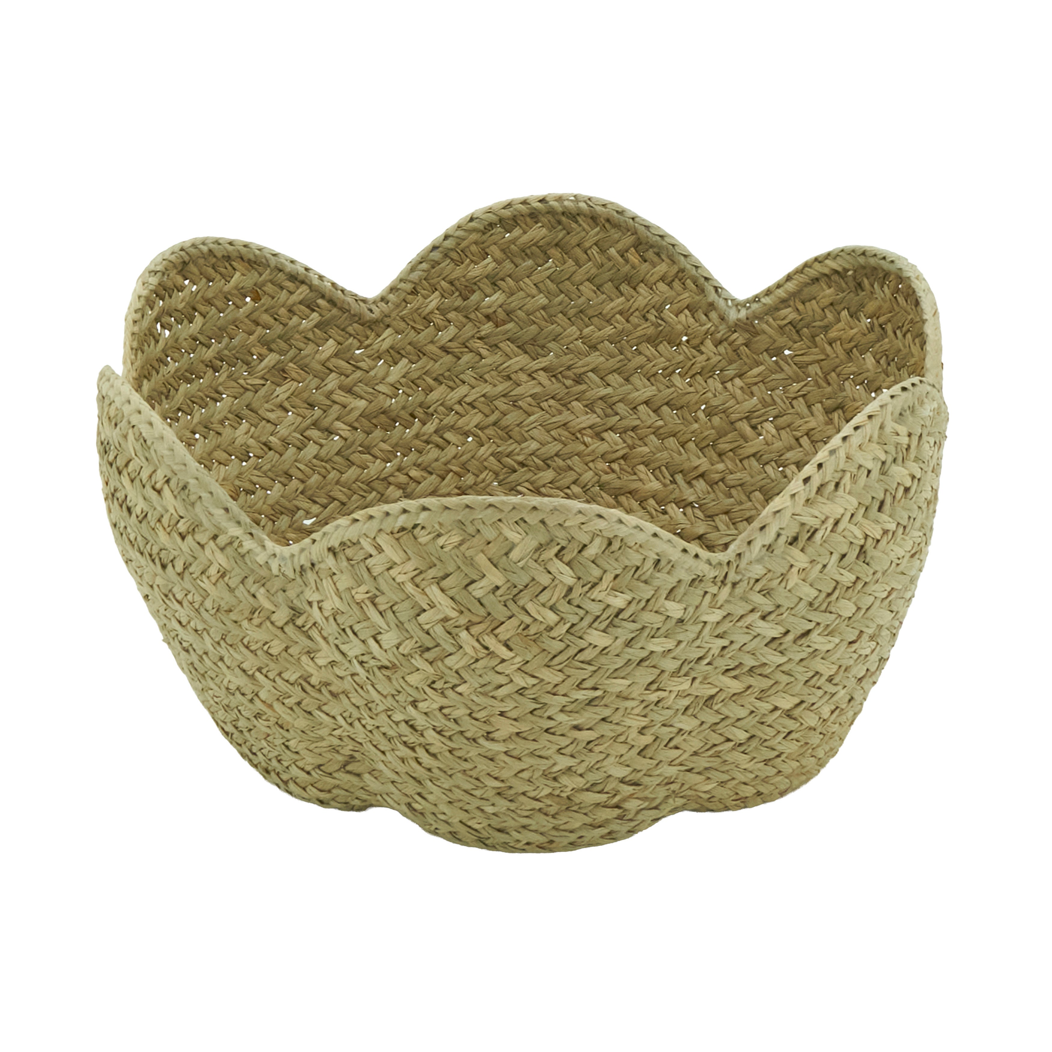Scalloped Seagrass Storage Baskets, Set of 3