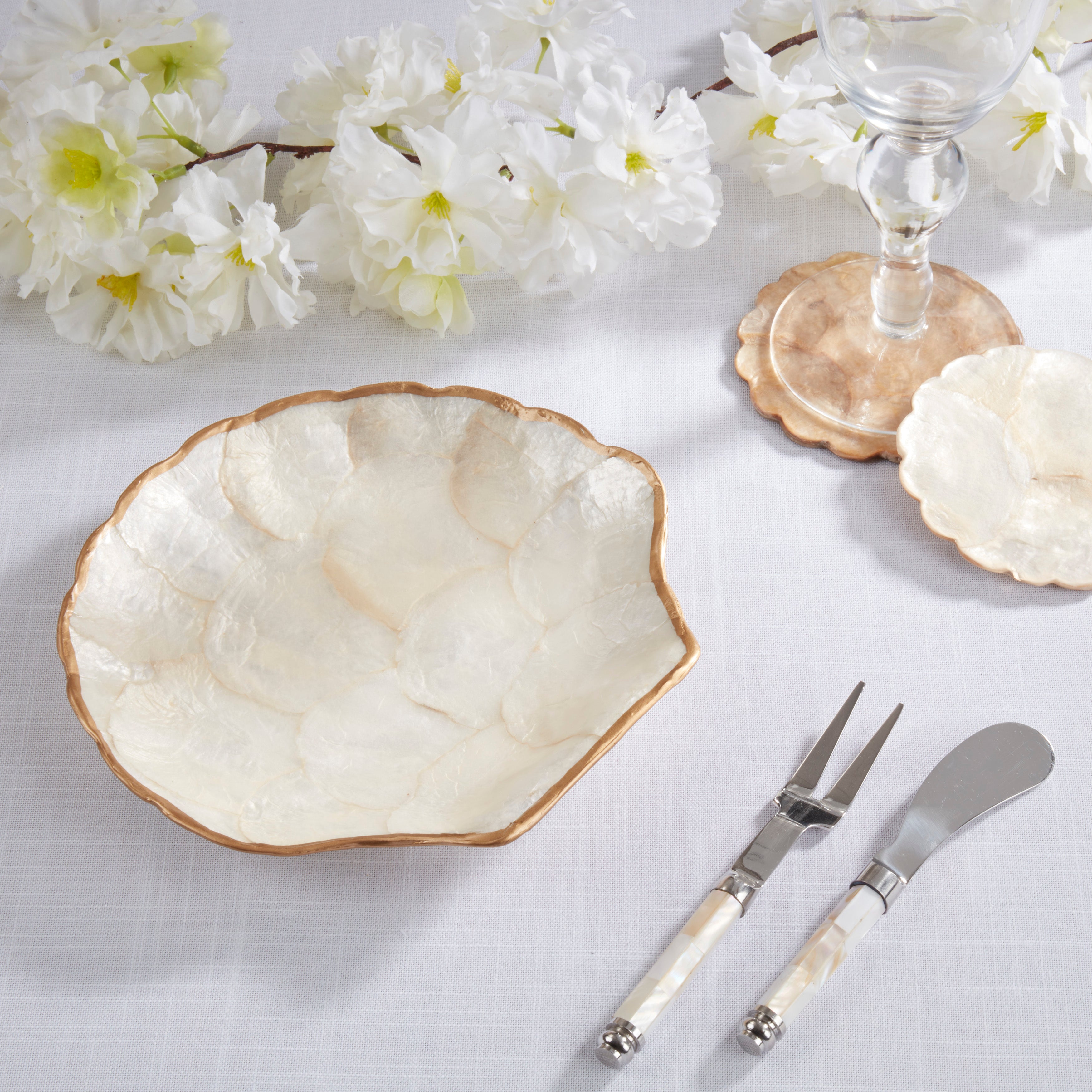 Capiz Shell Scallop Plates, Set of 4