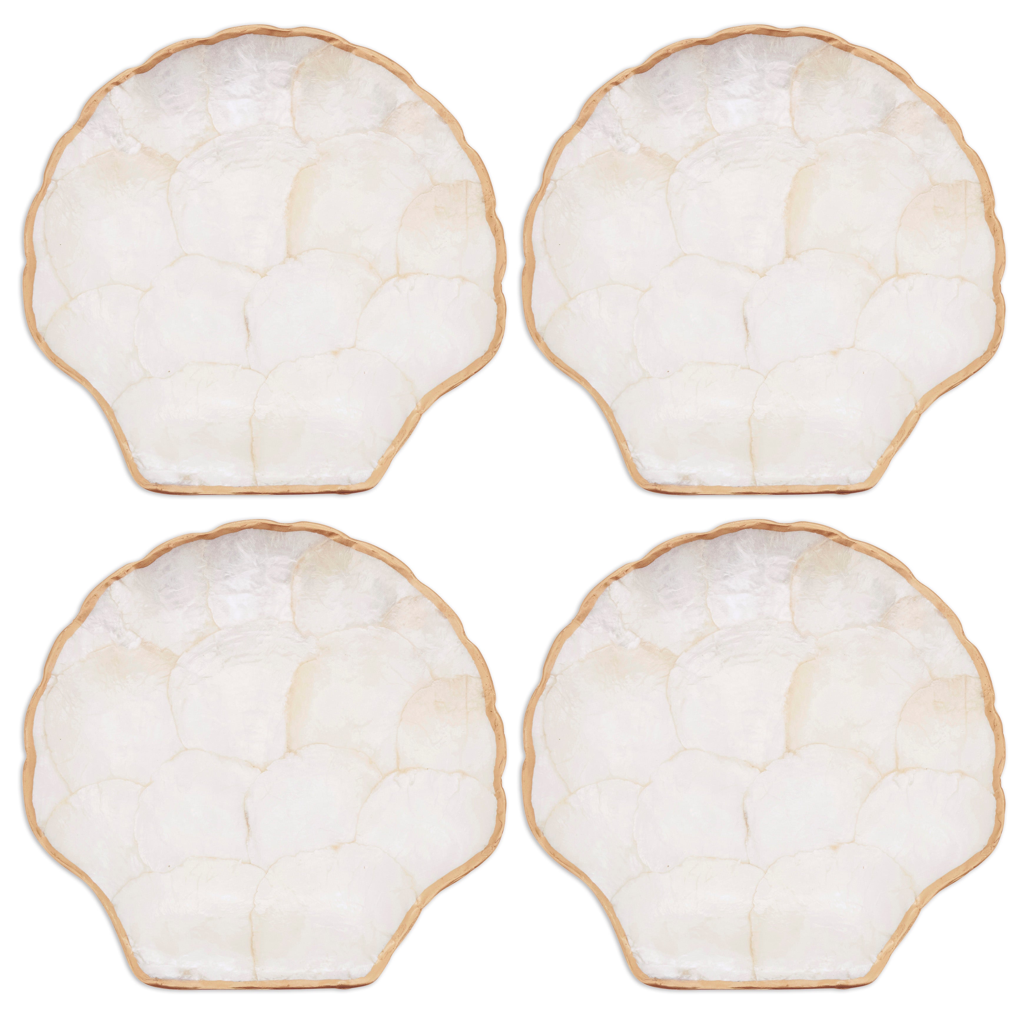 Capiz Shell Scallop Plates, Set of 4