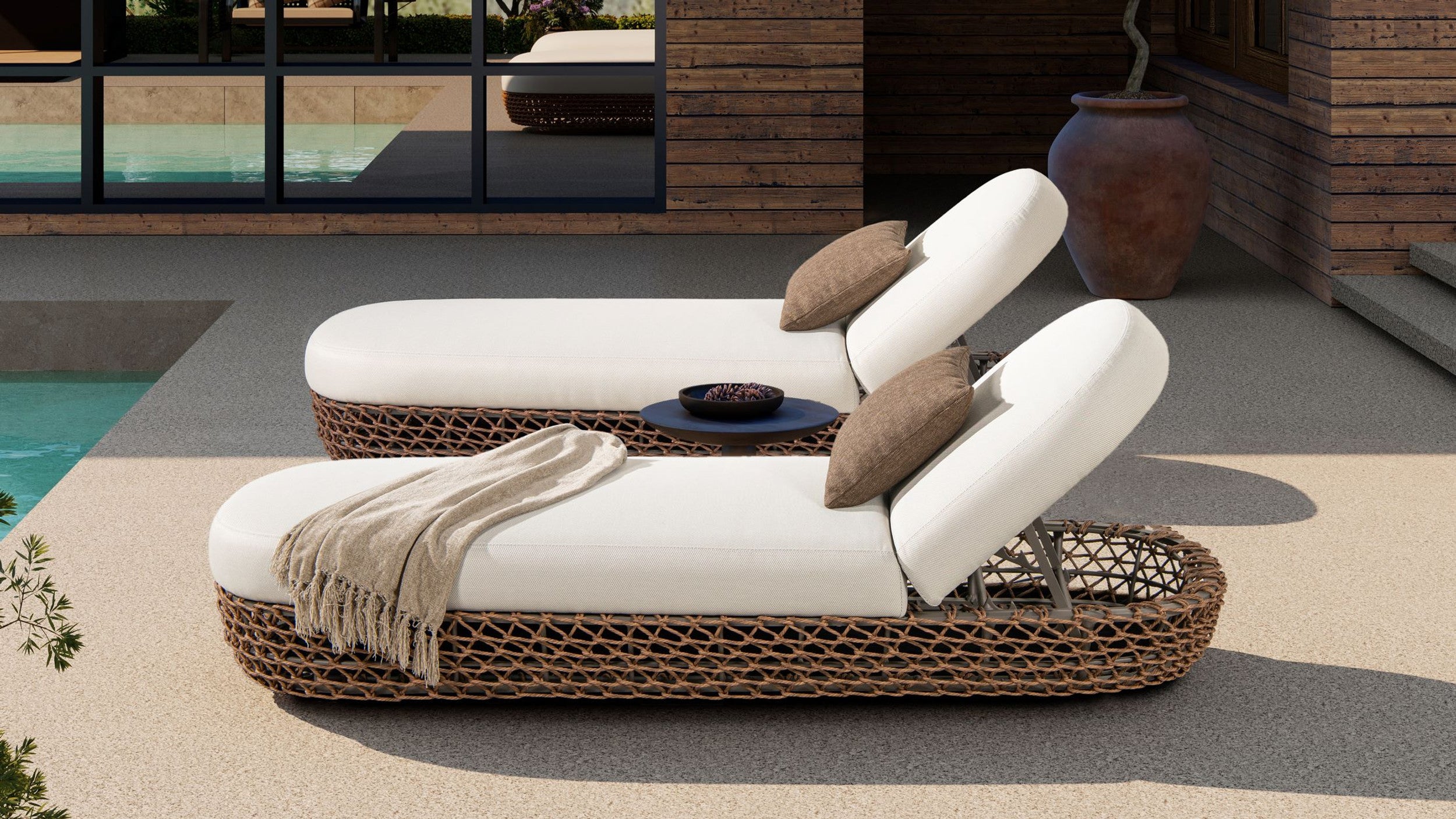 Willow Wicker Upholstered Patio Lounger
