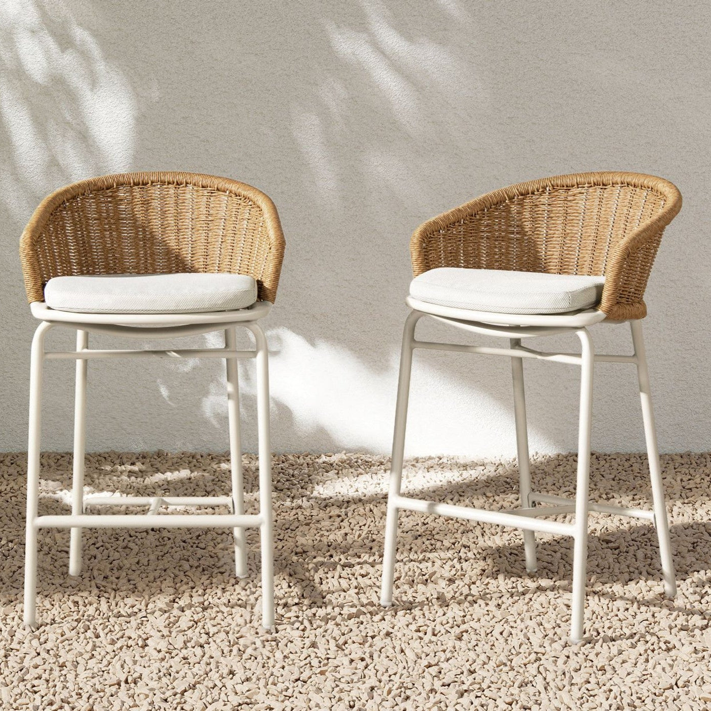 Santorini Wicker Outdoor Bar Stool, Set of 2