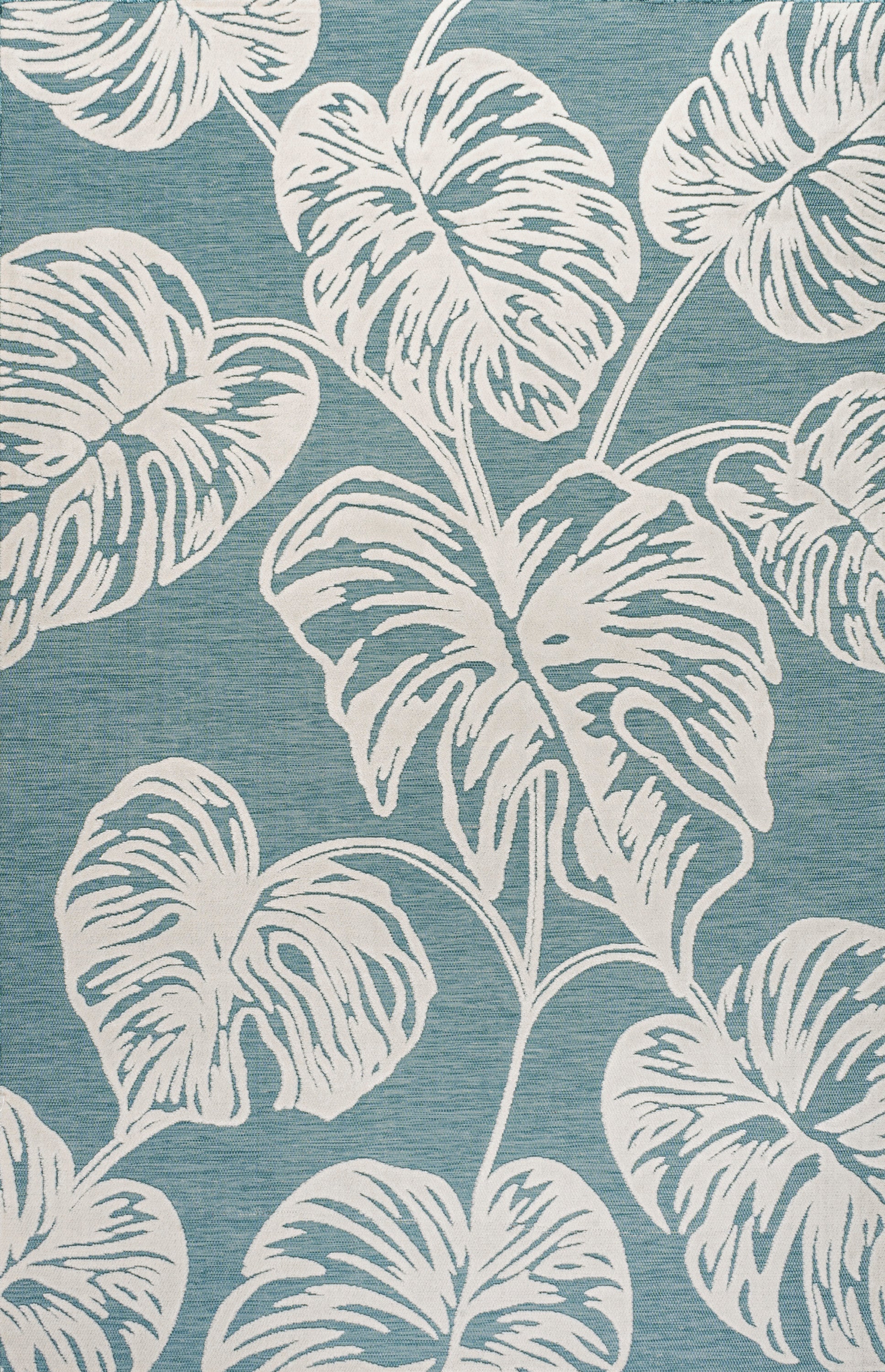 Tobago High-Low Two-Tone Monstera Leaf Indoor/Outdoor Area Rug
